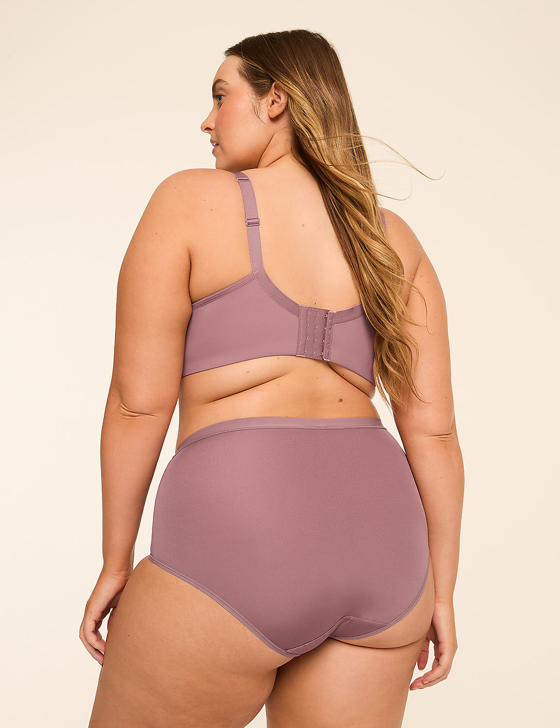 A woman in a mauve bra and high-waisted briefs stands against a plain, light-colored background. Product Image 2