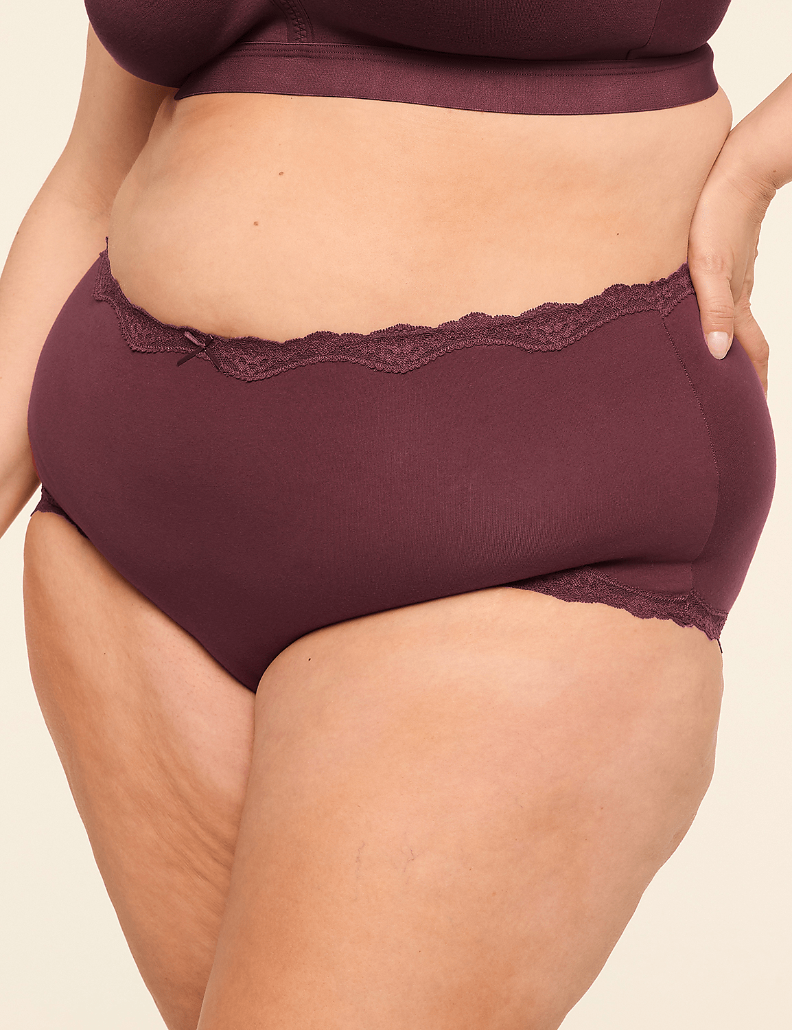 Cotton Full Brief Panty With Lace Waist Product Image 1