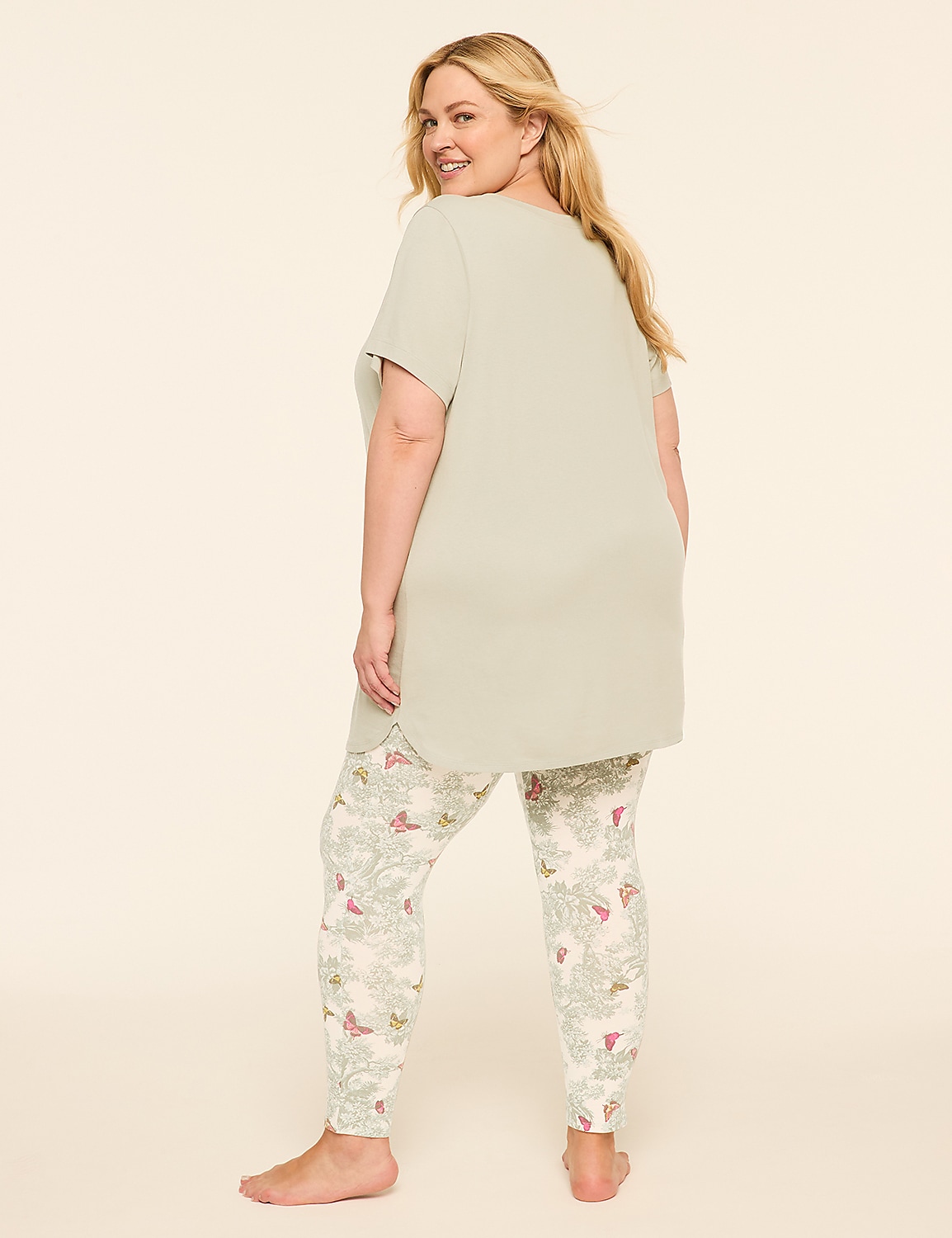 Comfy Cotton V-Neck Tunic Tee & Legging PJ Set Product Image 2