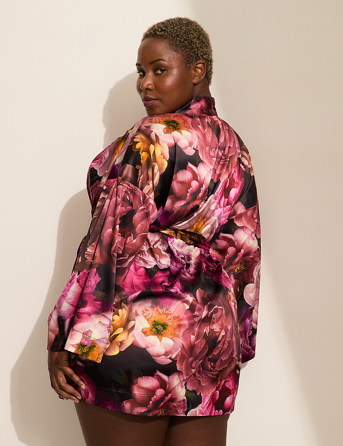 Printed Stretch Satin Robe Product Image 2