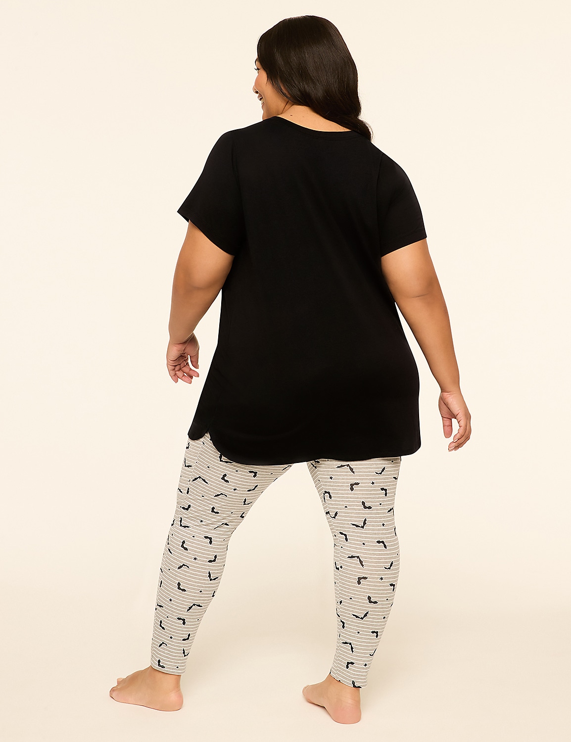 Comfy Cotton V-Neck Tunic Tee & Legging PJ Set Product Image 2