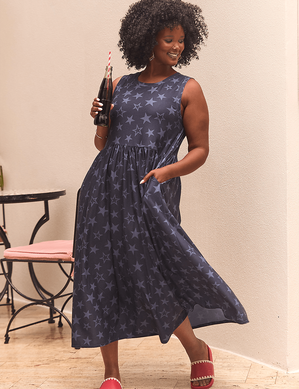 Sleeveless Easy Swing Midi Dress Product Image 4