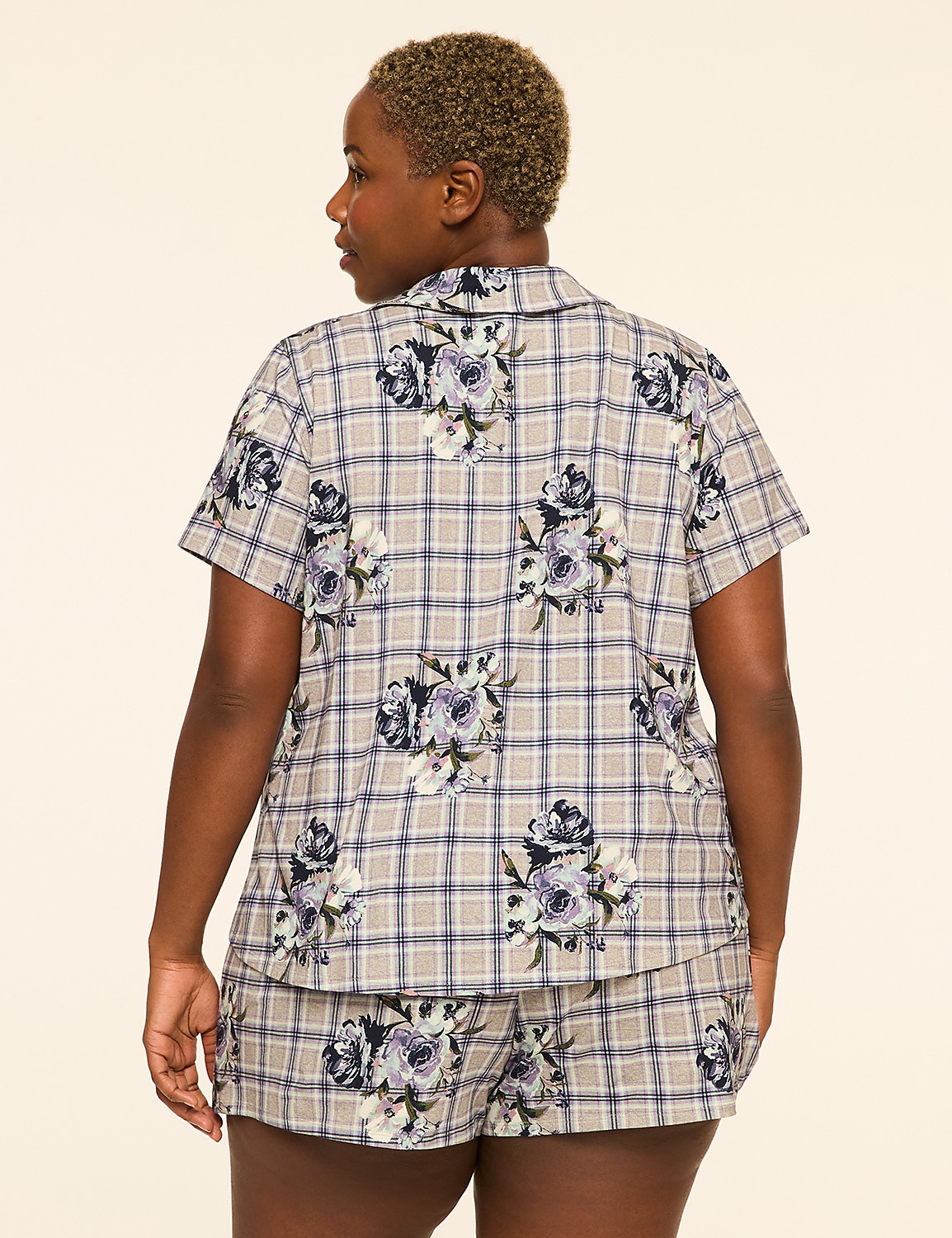 100% Cotton Notch-Neck Top & Short PJ Set Product Image 2