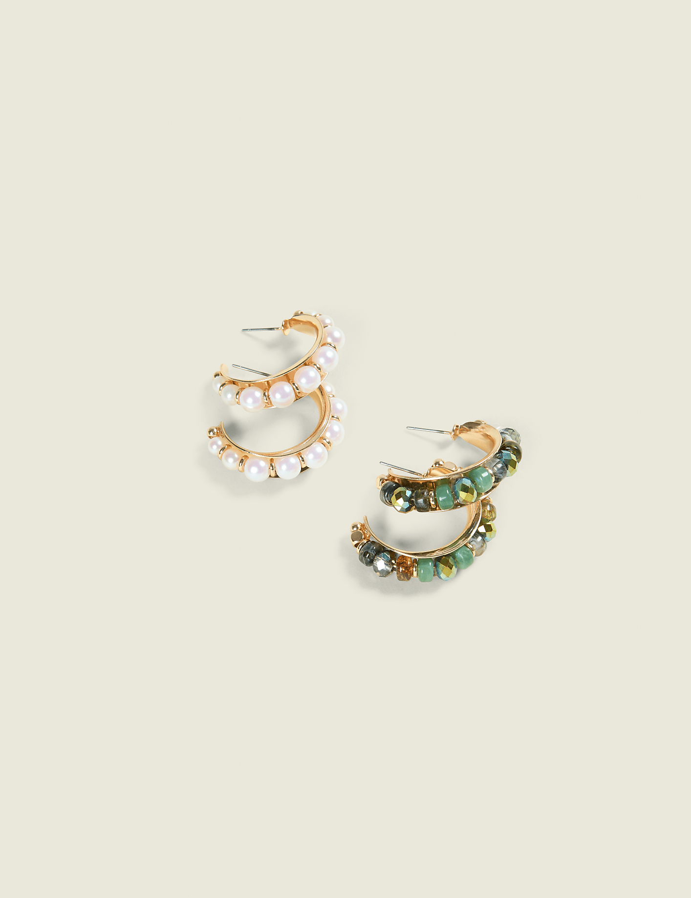 Blue & Pearlized Hoop Earring 2-Pack Product Image 1