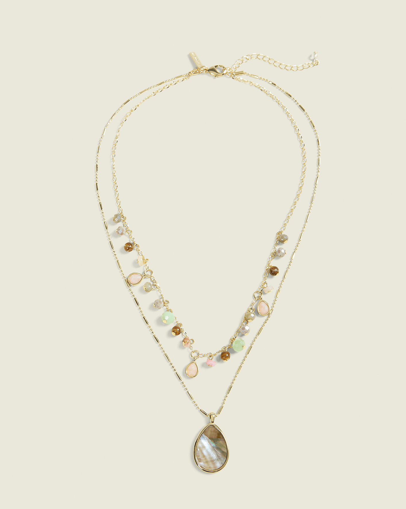 Neutral Beaded Multi-Row Necklace Product Image 1