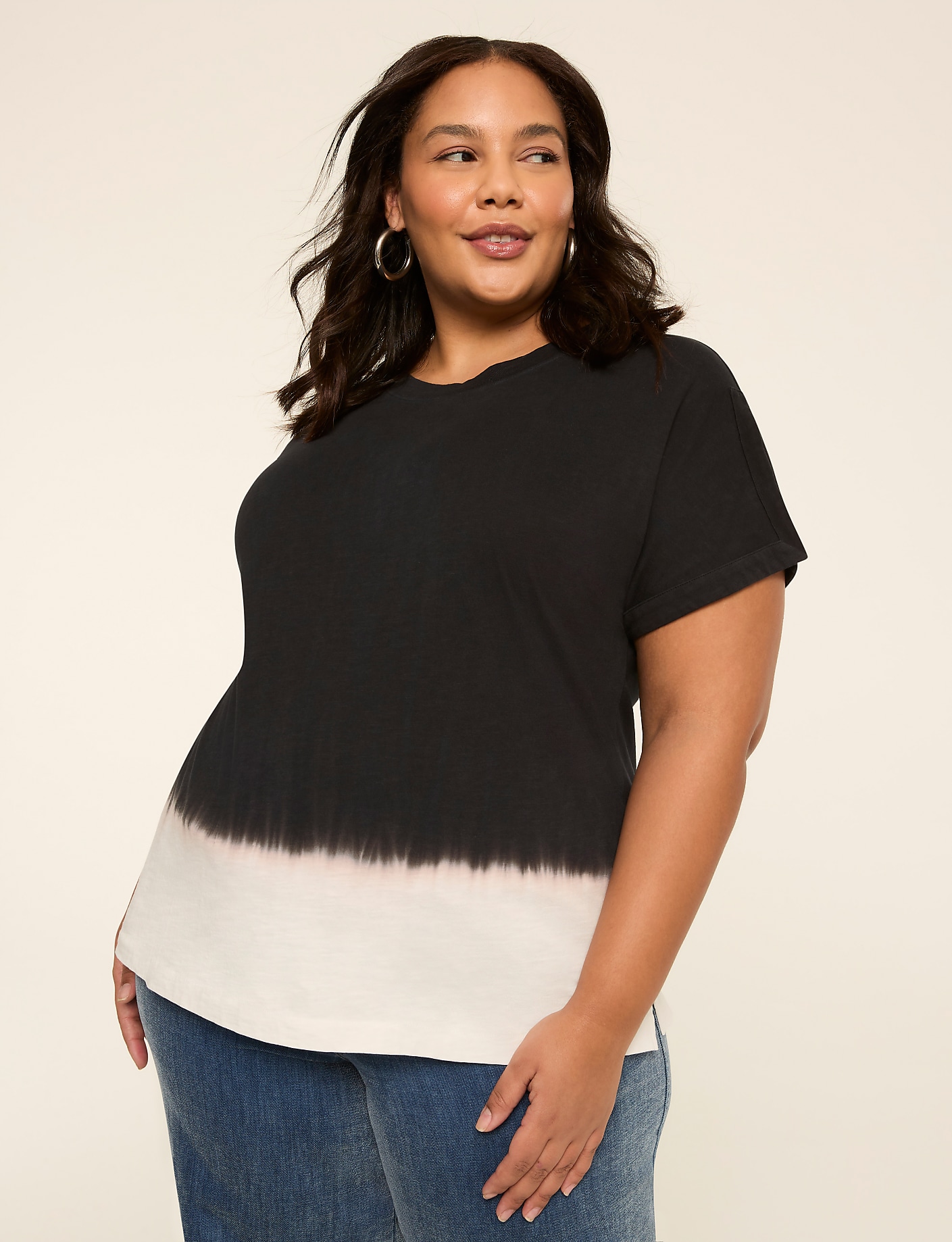 Cutaway-Sleeve Crew-Neck Top Product Image 1