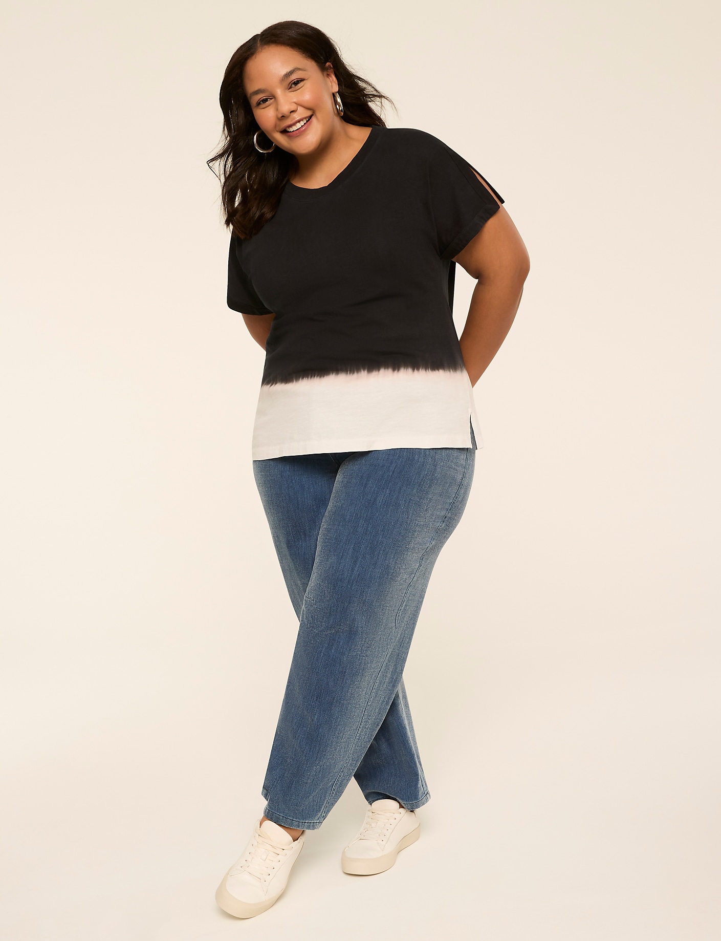Cutaway-Sleeve Crew-Neck Top Product Image 4