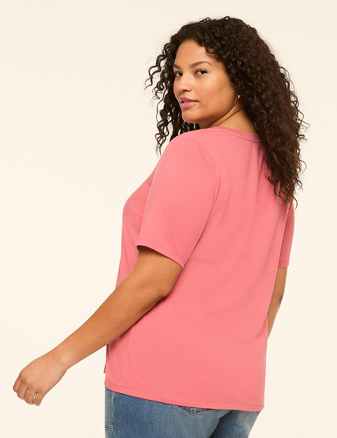 A woman in a pink t-shirt and jeans is shown from the back against a plain, light-colored background. Product Image 2