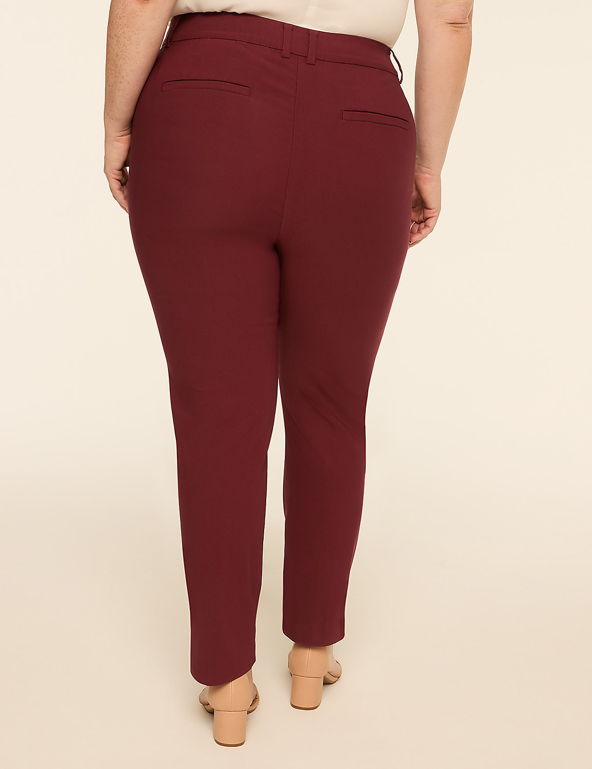 A person wearing burgundy pants and light-colored heels stands against a plain, light-colored background. Product Image 2