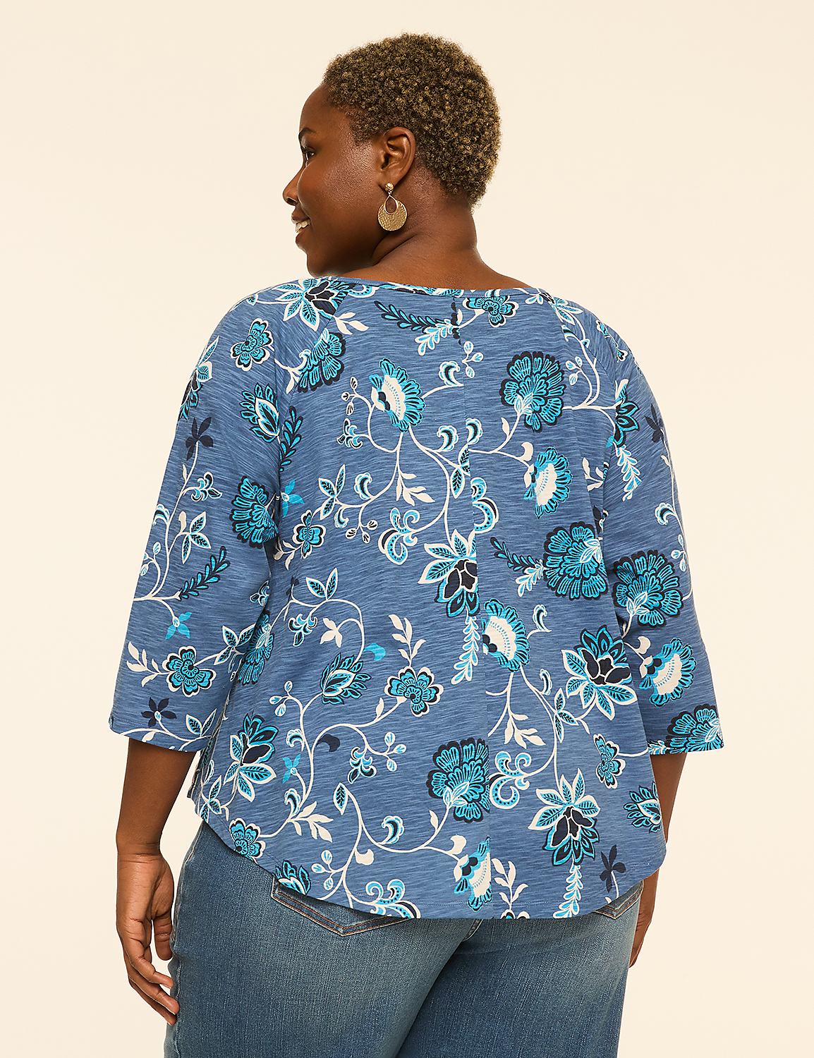 Swing 3/4-Sleeve Notch-Neck Top - thumbnail 5