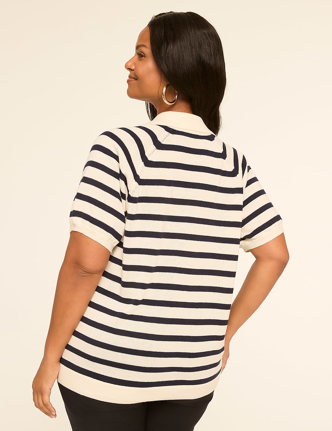 A woman in a striped sweater is shown from the back against a plain, light background. Product Image 2