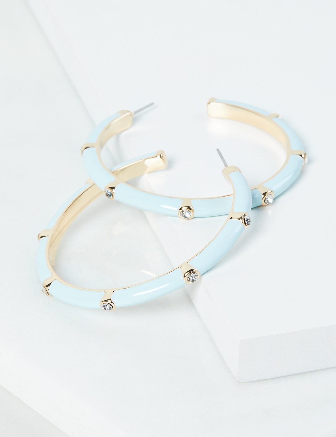 Embellished Enamel Hoop Earrings Product Image 1