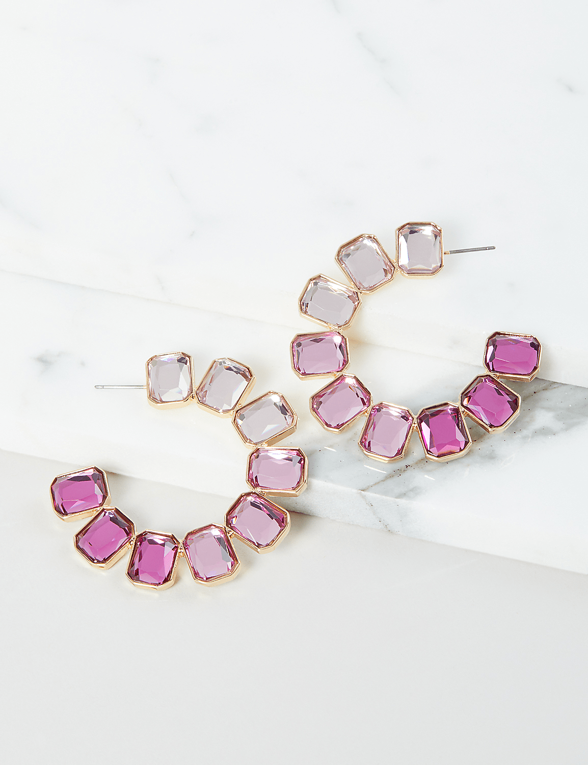 Ombre Faceted Stone Hoop Earrings - Purple Product Image 1