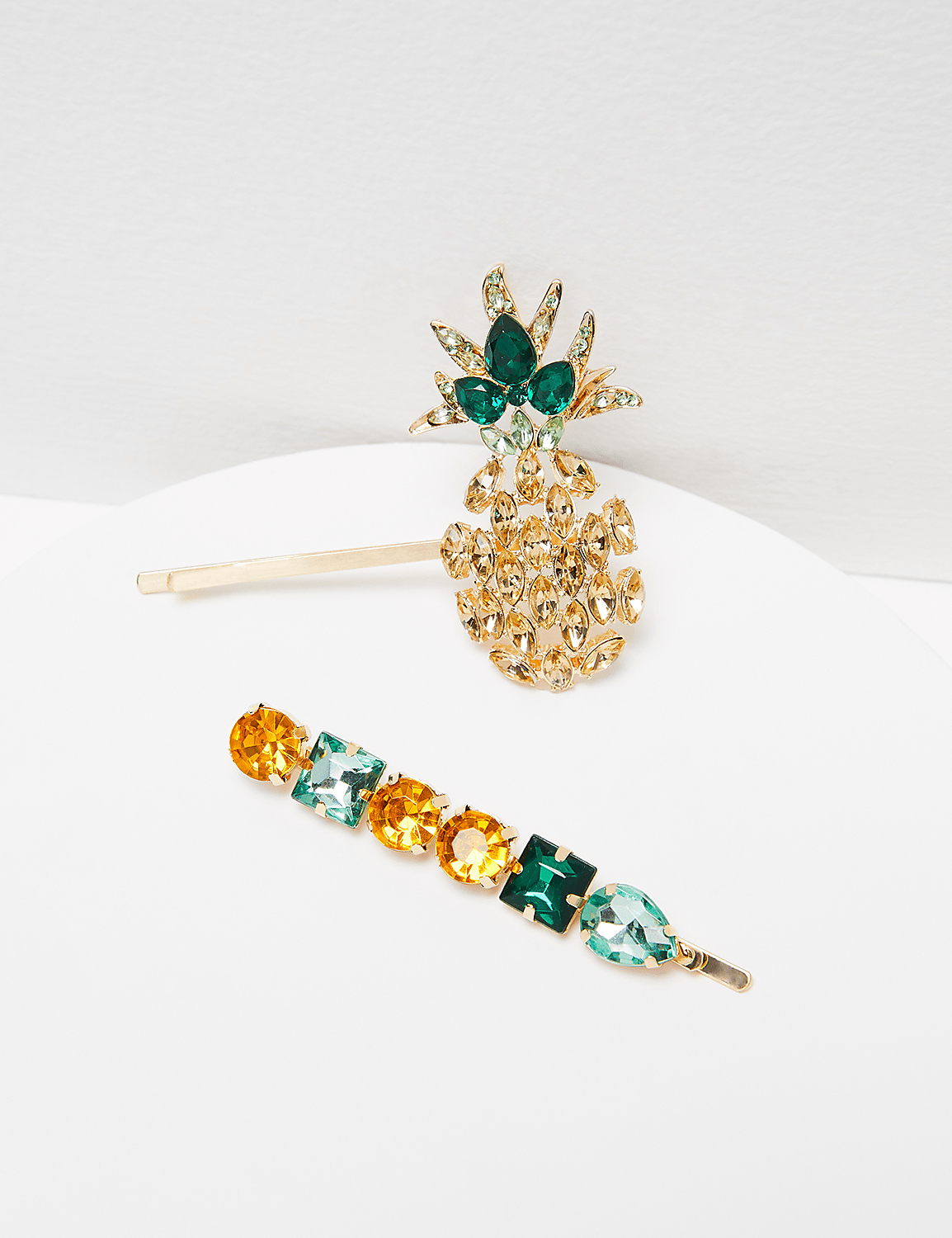 Pineapple & Faceted Stone Bobby Pins - 2-Pack Product Image 1