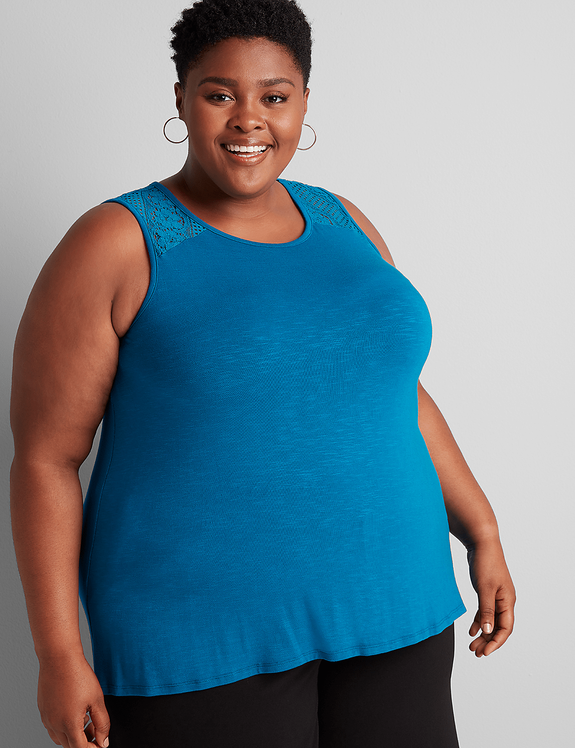Lace-Shoulder Swing Tank Product Image 1