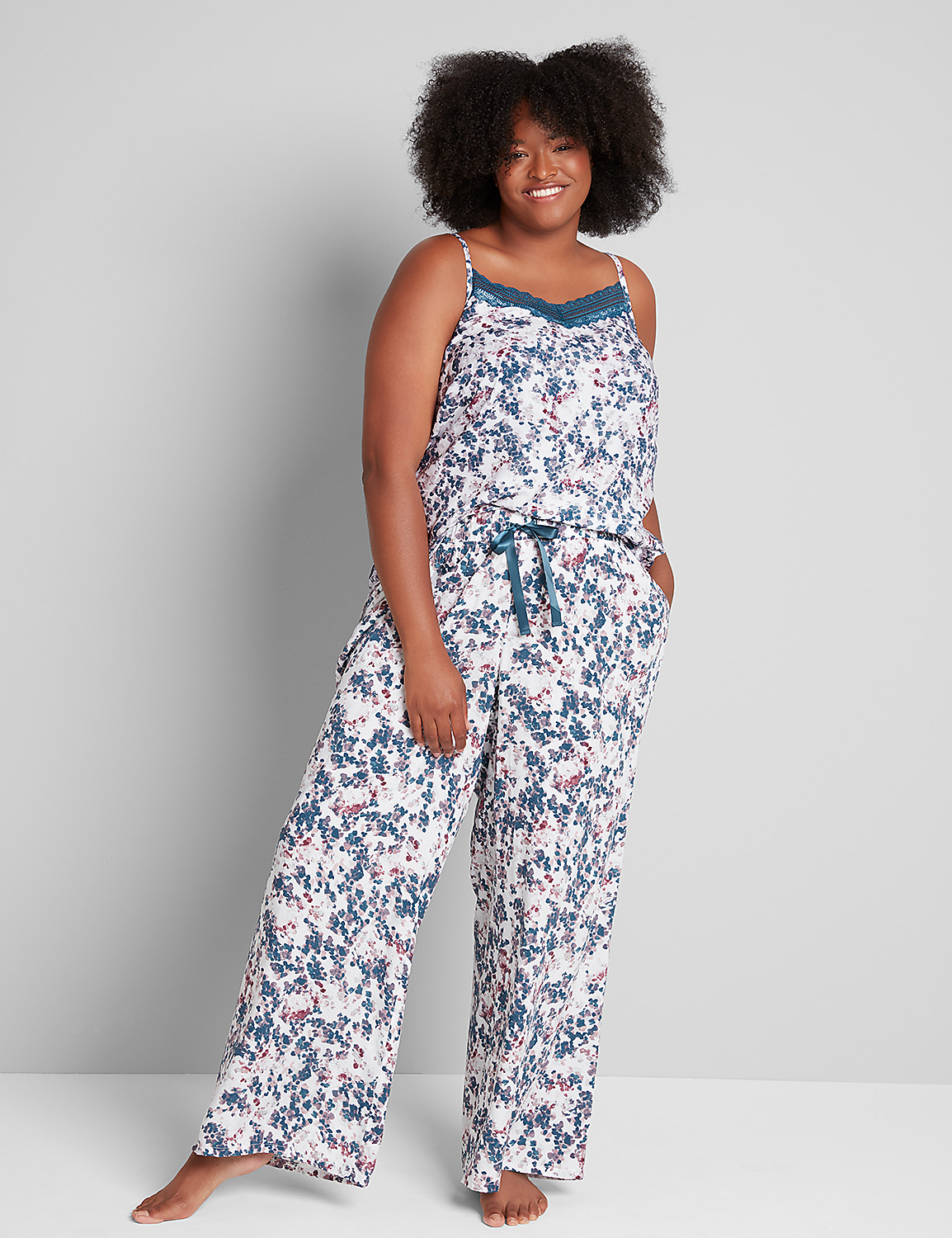 Satin Wide-Leg Sleep Pant Product Image 1