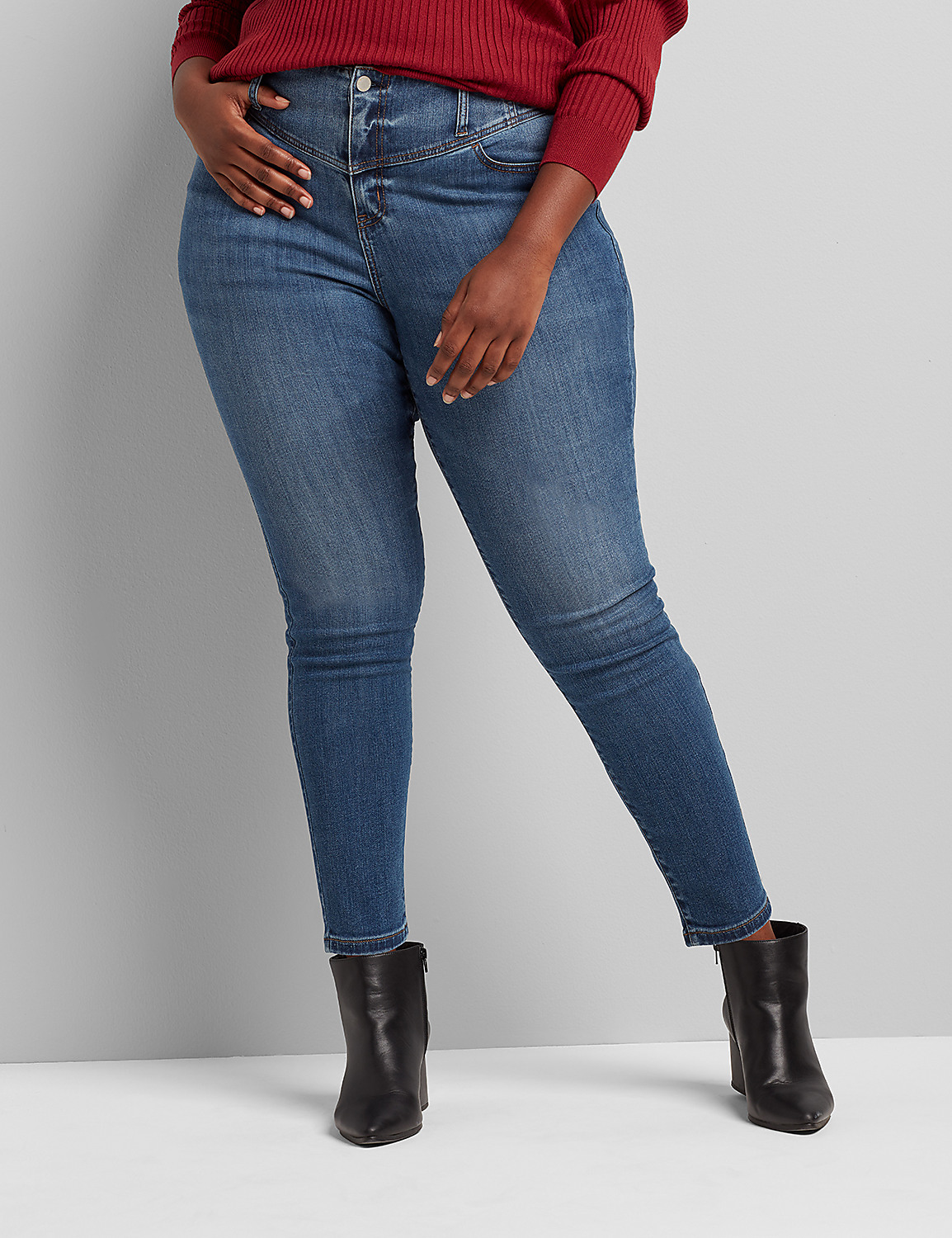High-Rise 1-Button Jegging - Medium Wash Product Image 1