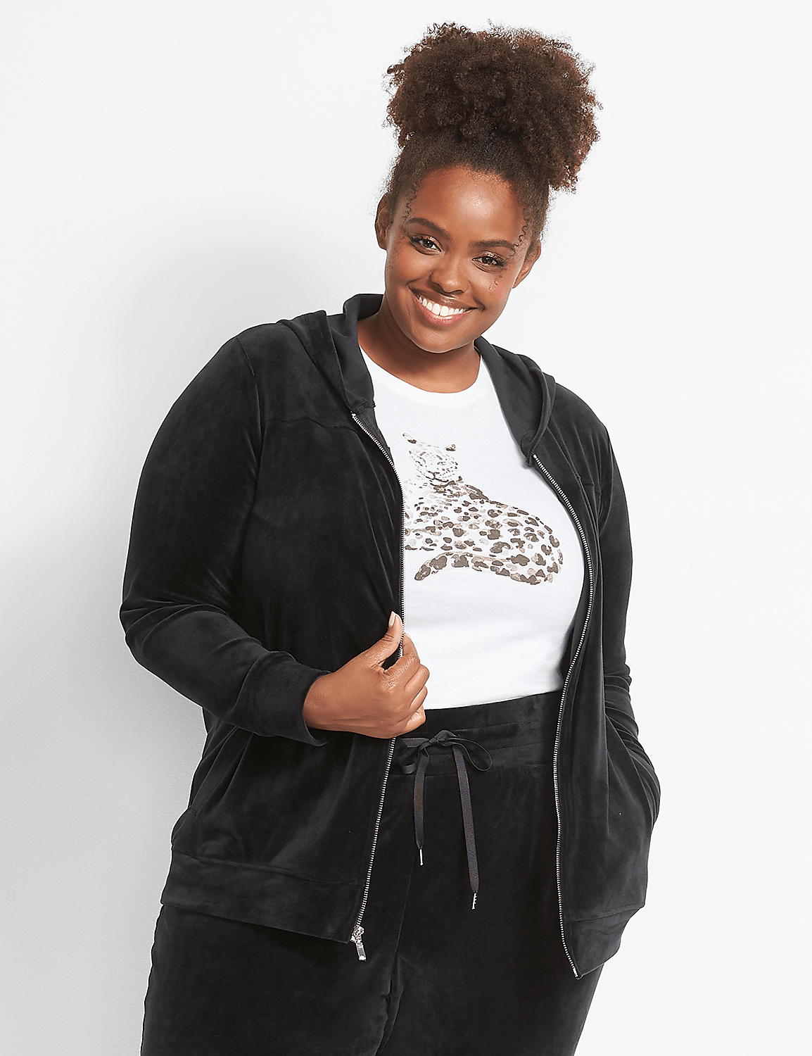 LIVI Zip-Front Hoodie - Velour Product Image 1