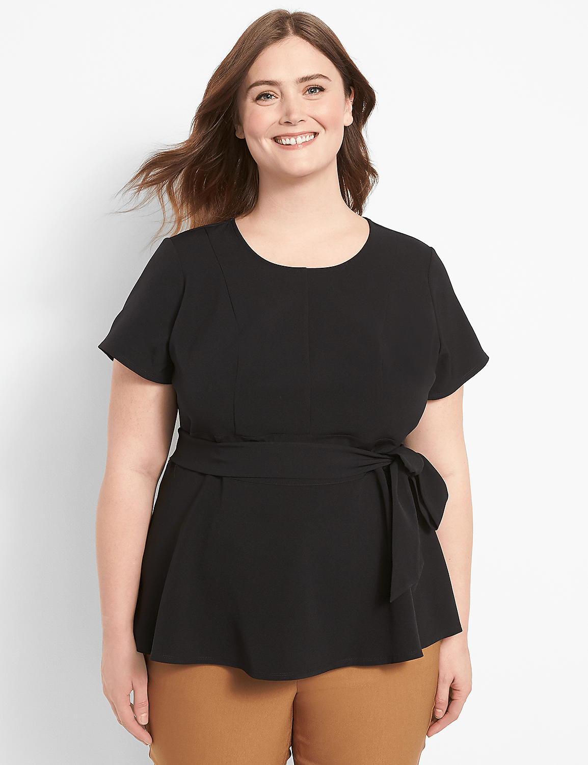 Fitted Short-Sleeve Crew-Neck Lena Top Product Image 1