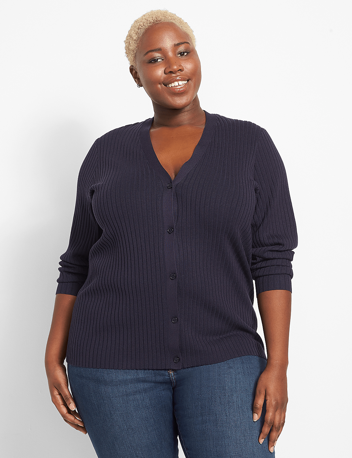 Ribbed Button-Front Cardigan Product Image 1