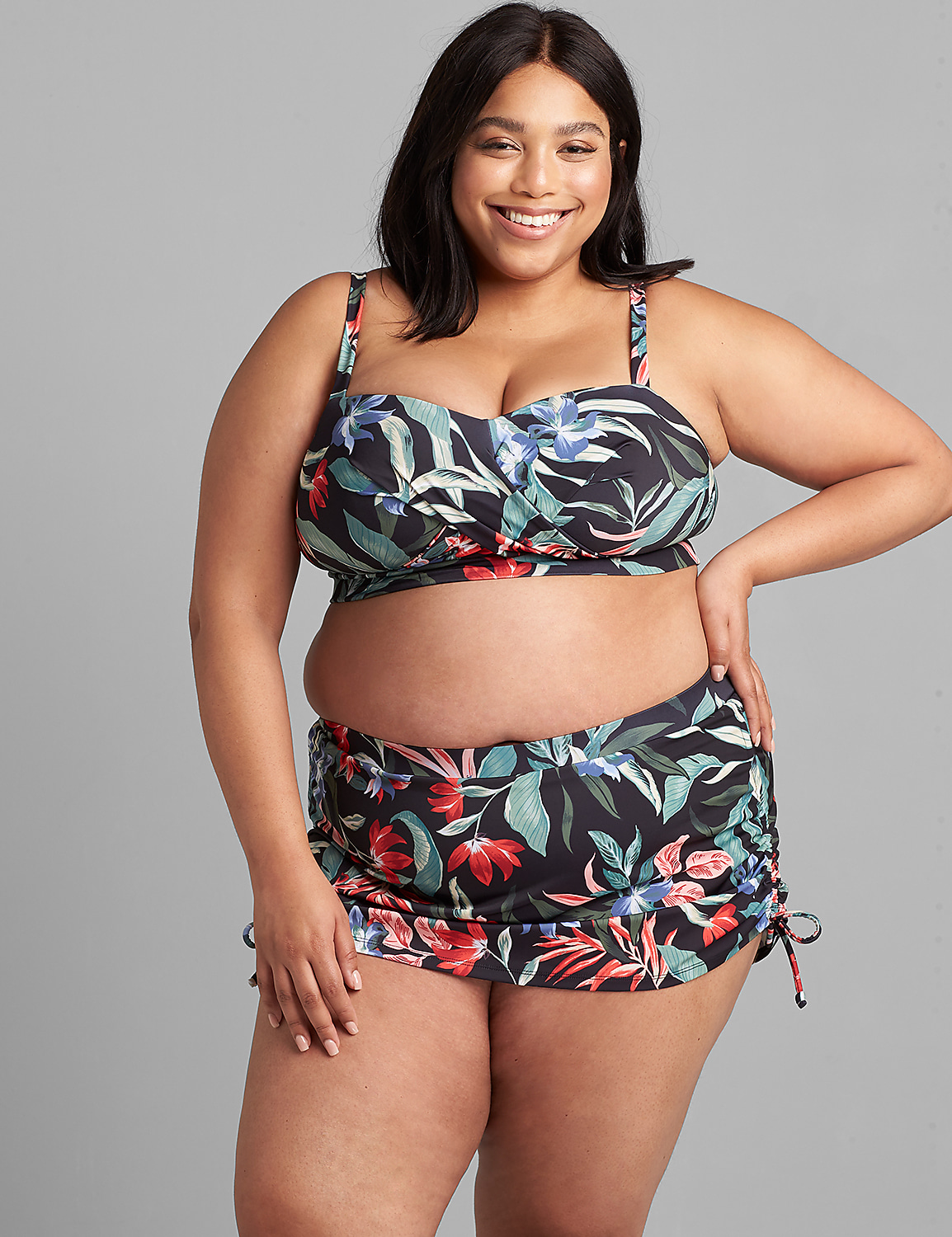 Faux-Wrap No-Wire Swim Bandeau Top Product Image 1