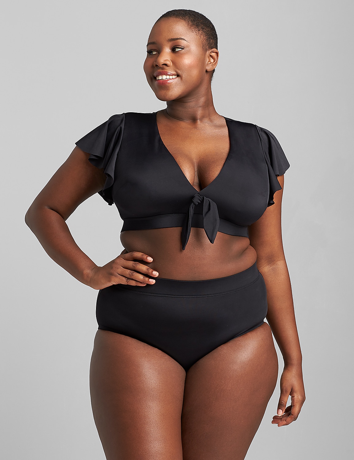 Flutter-Sleeve No-Wire Swim Bikini Top Product Image 1