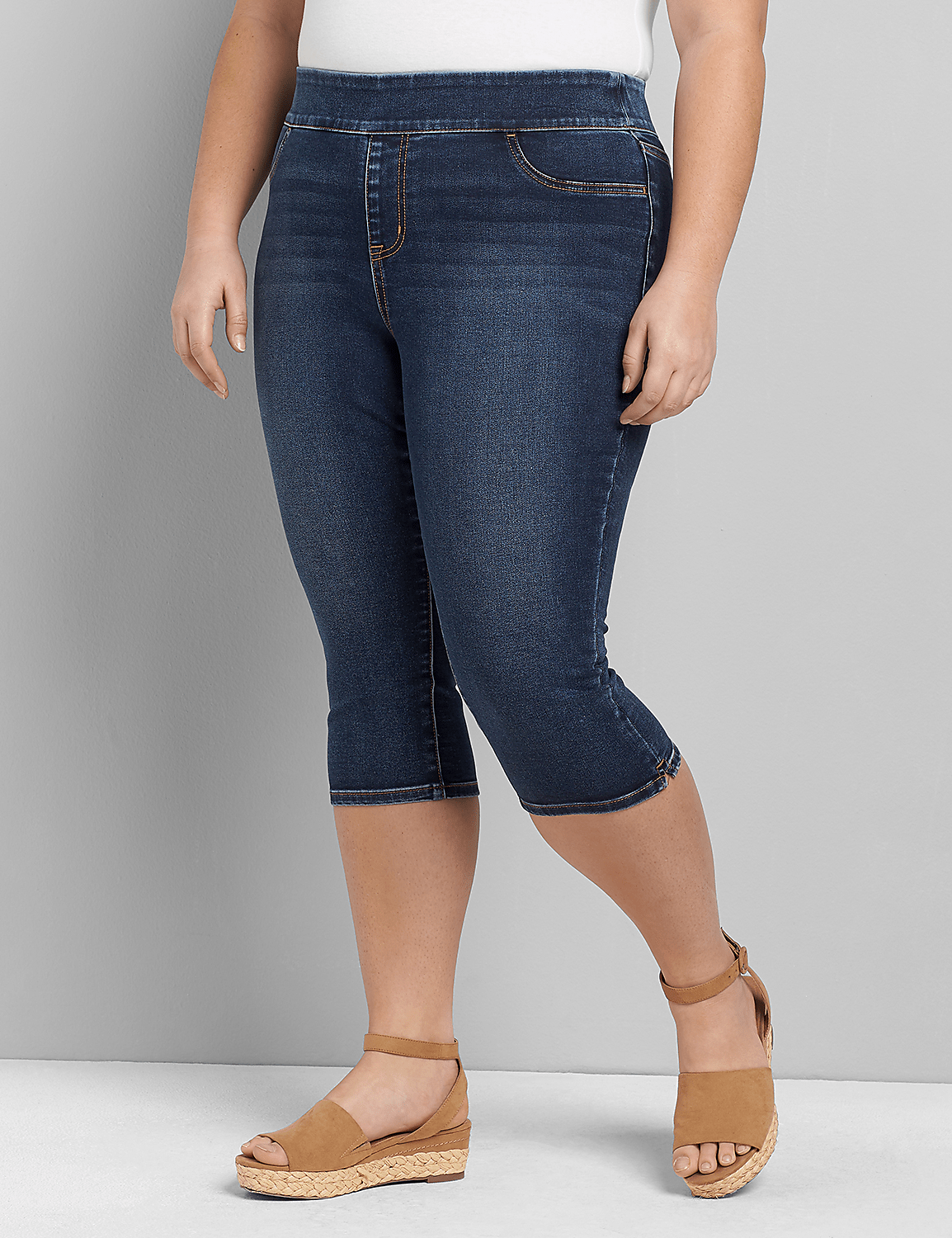 High-Rise Pull-On Pedal Jegging - Dark Wash Product Image 1