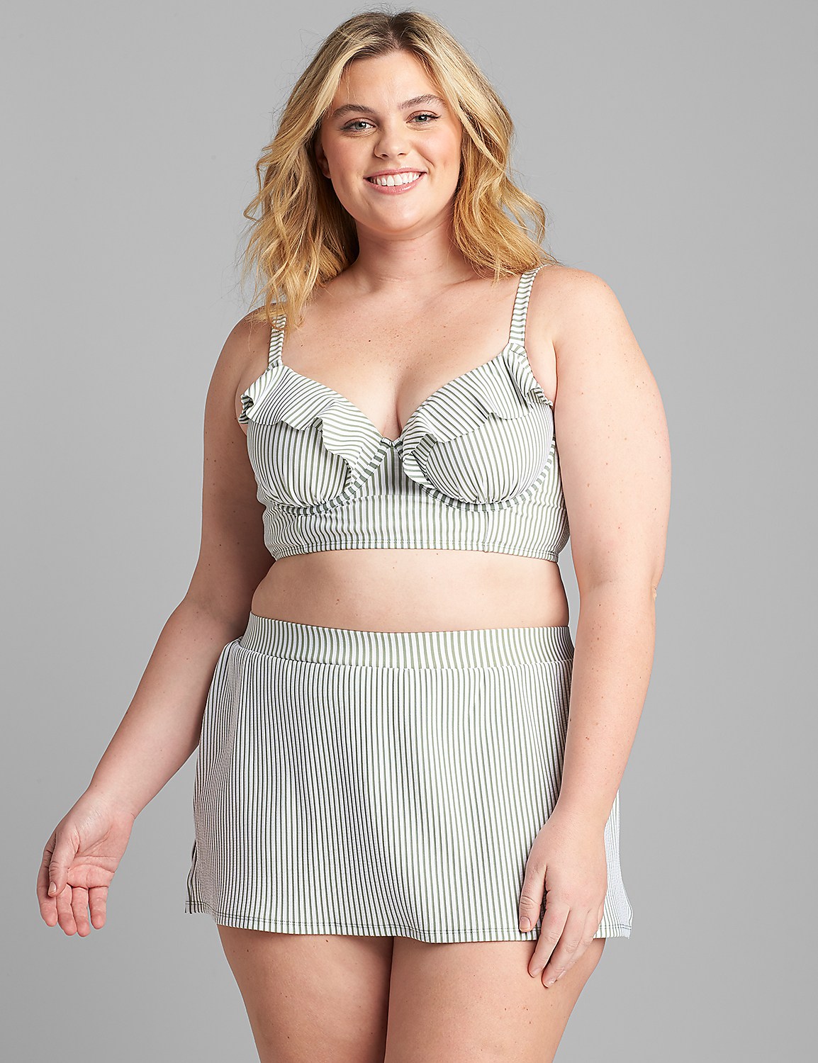 Longline Underwire Balconette Bikini Top - Seersucker Product Image 1