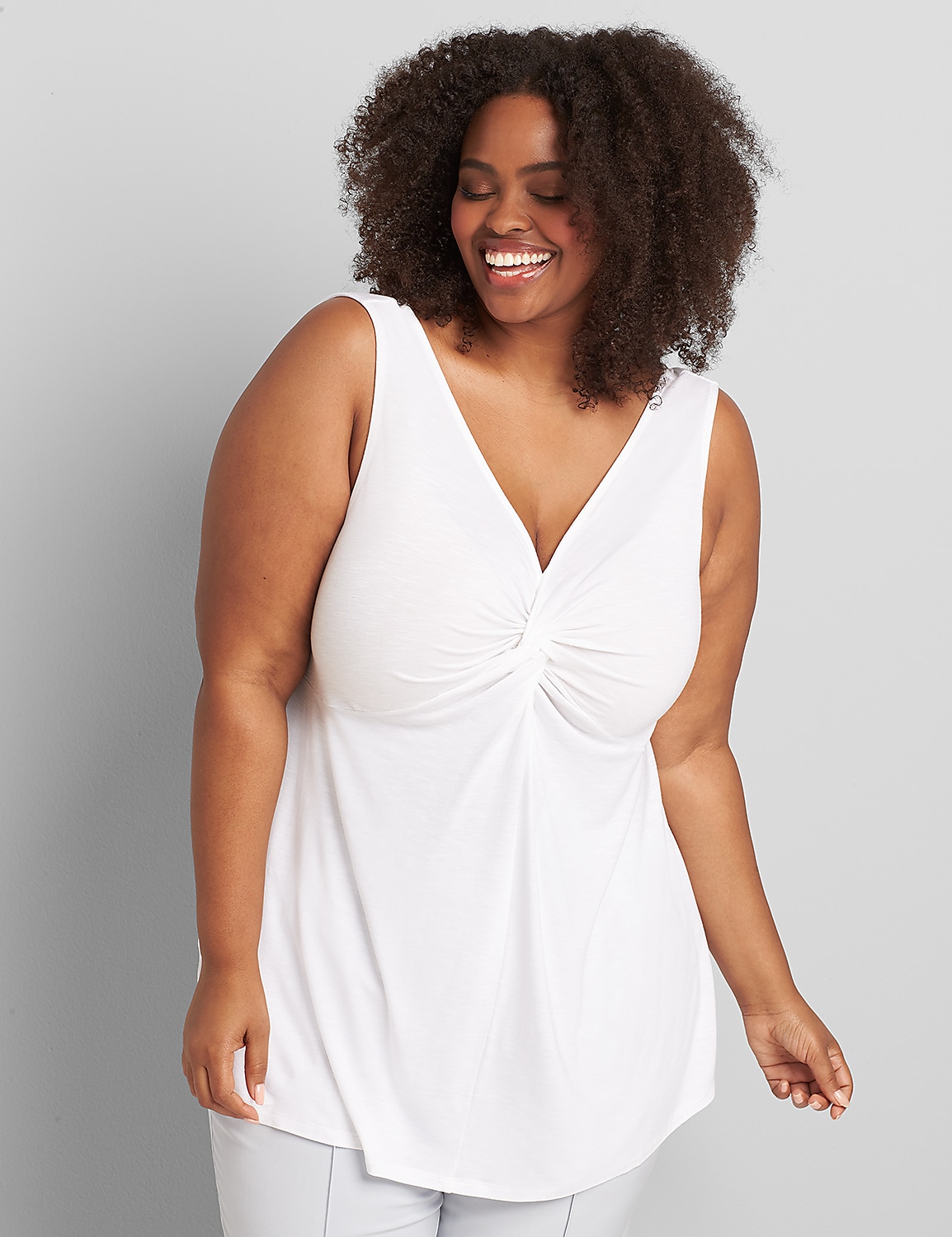 Double V-Neck Twist-Front Subtle Swing Tank Product Image 1