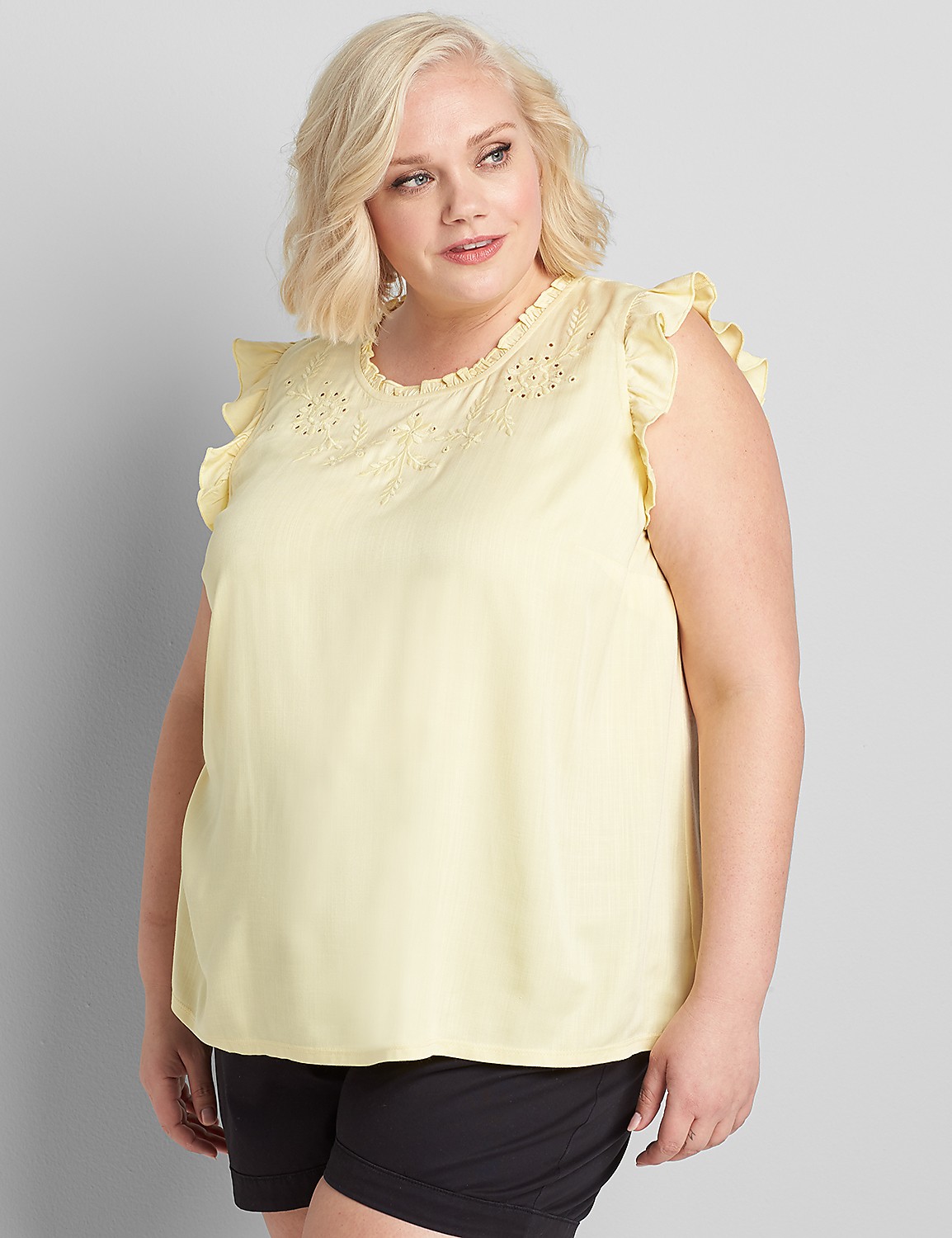 Mixed-Media Embroidered Tank Product Image 1