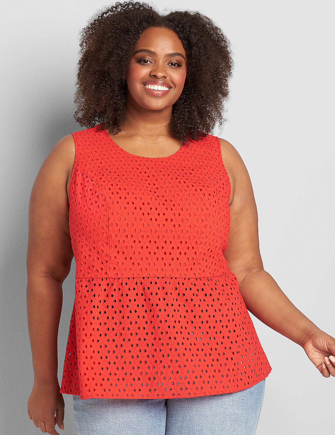 Eyelet Peplum Tank Product Image 1