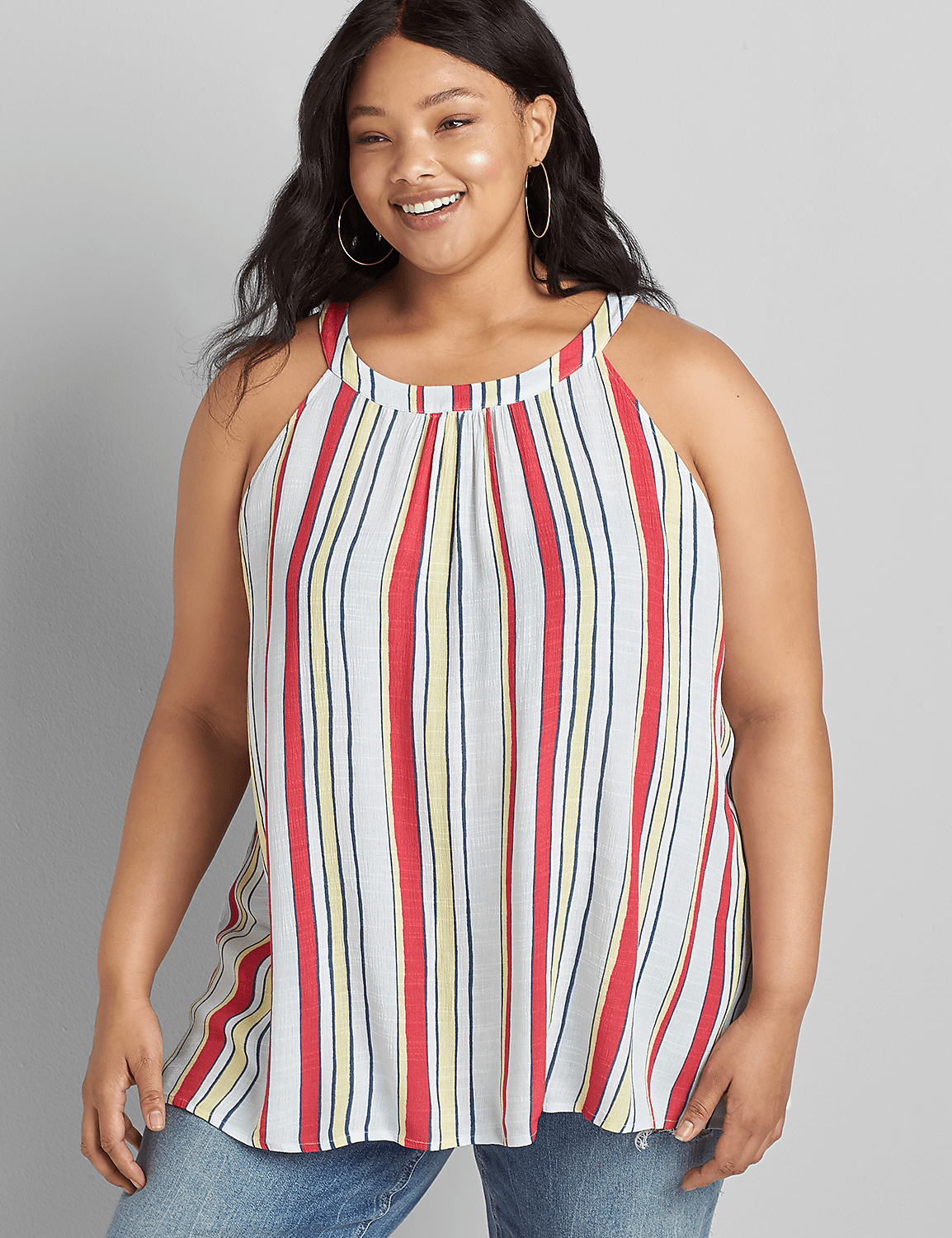 Sleeveless High-Low Shirred Halter Top Product Image 1