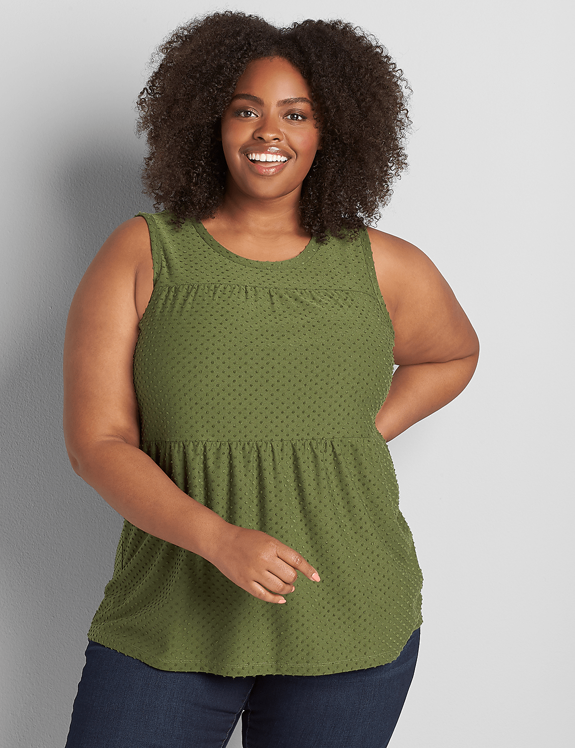 Clip Dot Seamed Babydoll Subtle Swing Tank Product Image 1