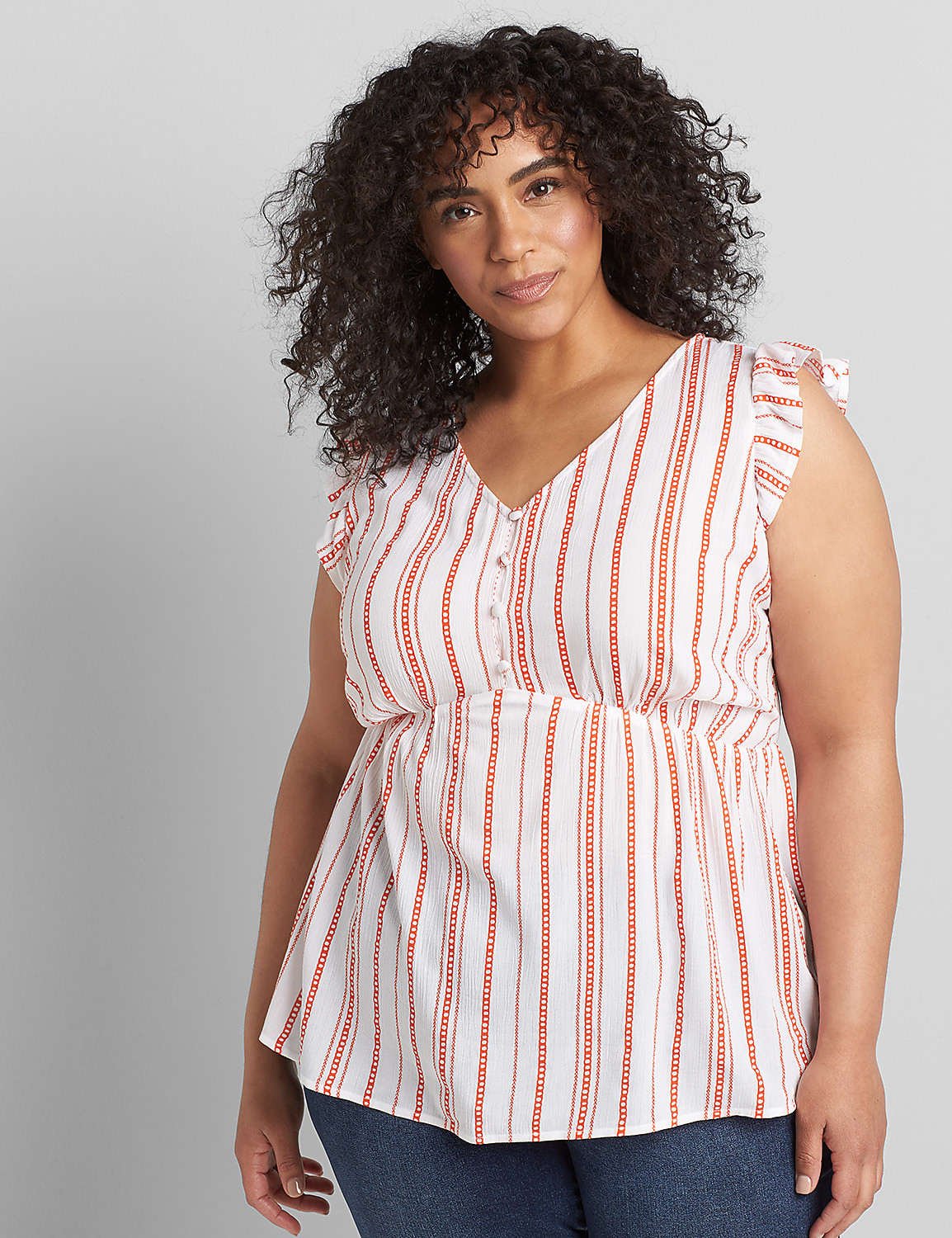V-Neck Ruffle Edge Tank Product Image 1
