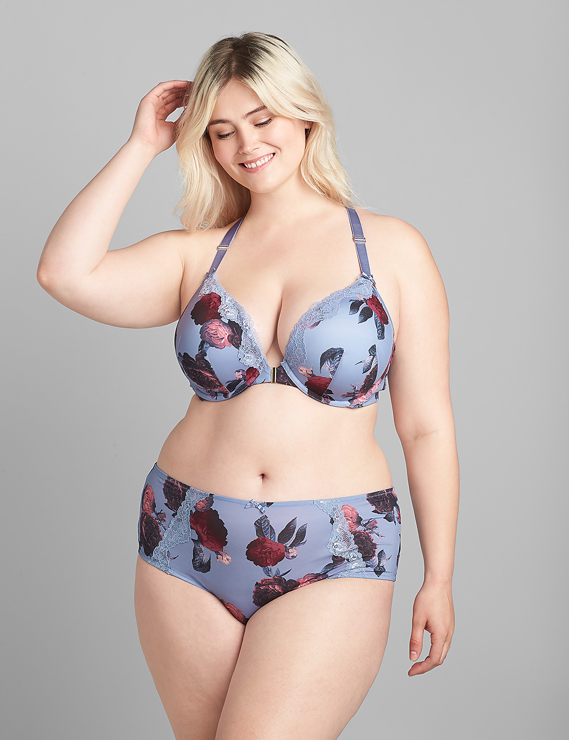 Printed Front-Close Boost Plunge Bra Product Image 1