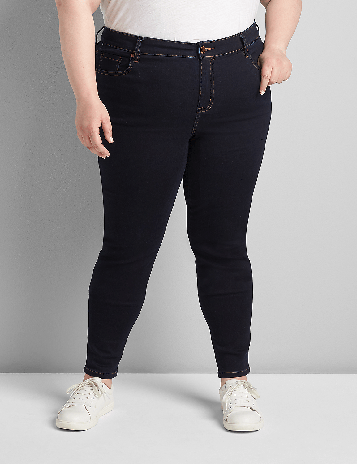Straight Fit High-Rise Sateen Skinny Jean Product Image 1