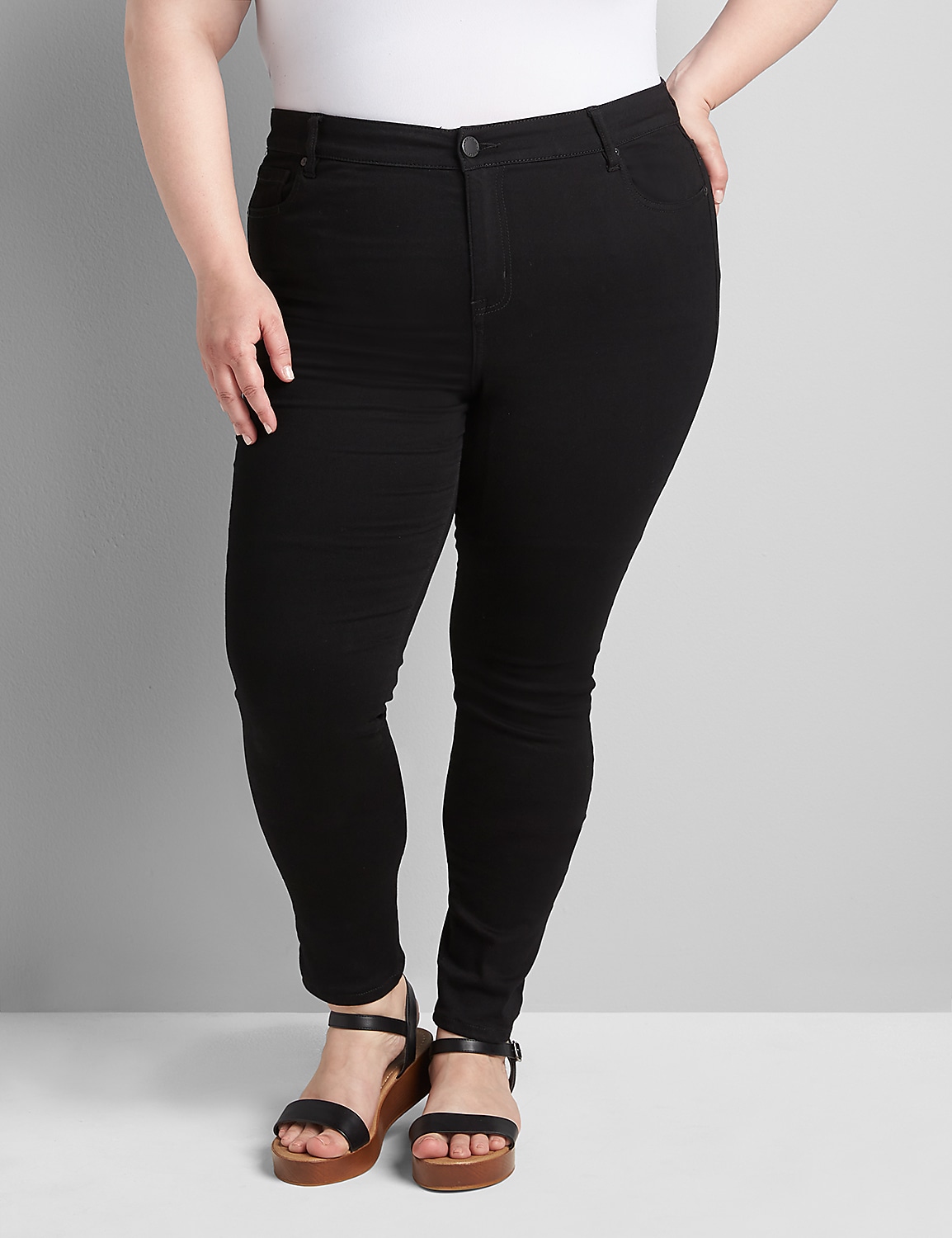 Straight Fit High-Rise Sateen Skinny Jean Product Image 1