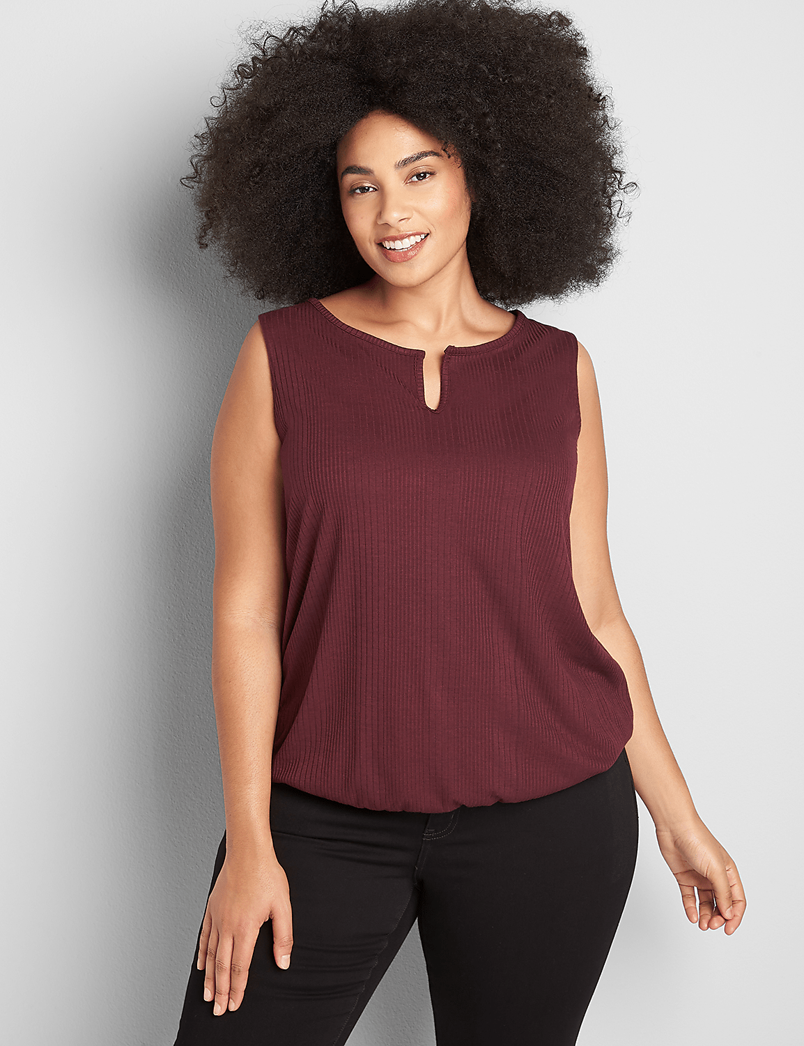 Notch-Neck Ribbed Tank Product Image 1