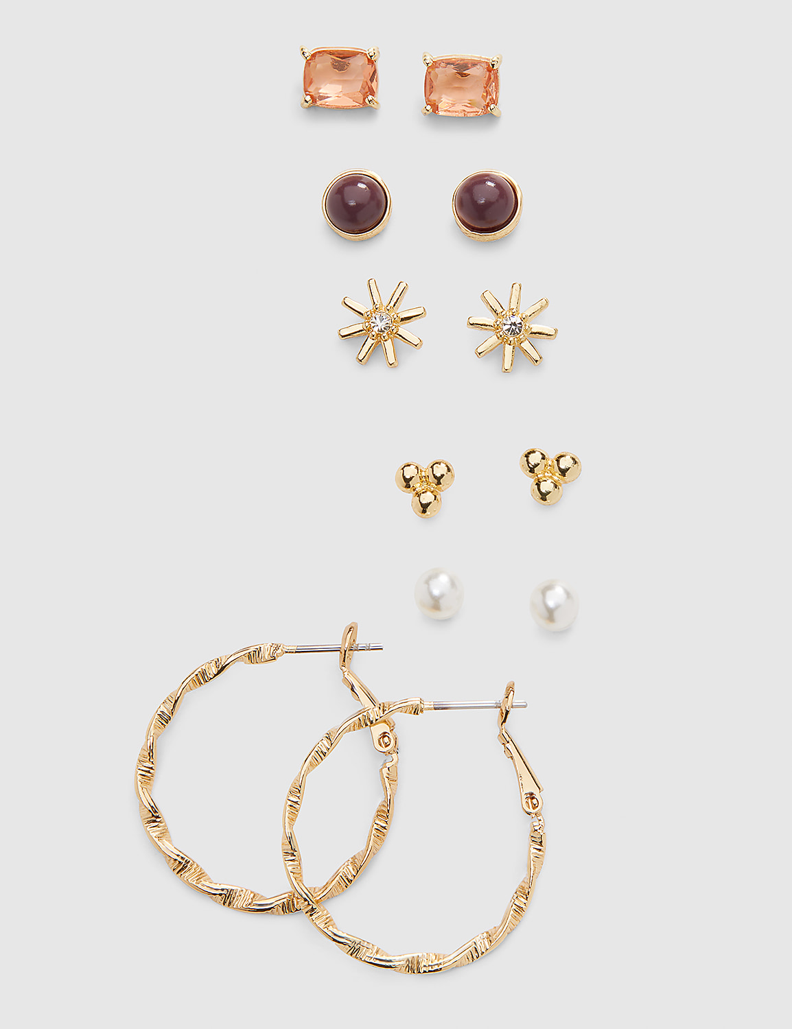 Mixed Studs With Hoop Earrings 6-Pack Product Image 1