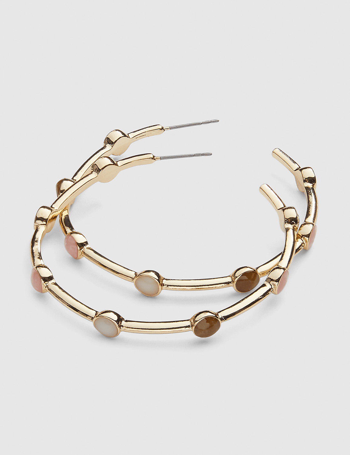 Stone Inlay Hoop Earrings Product Image 1