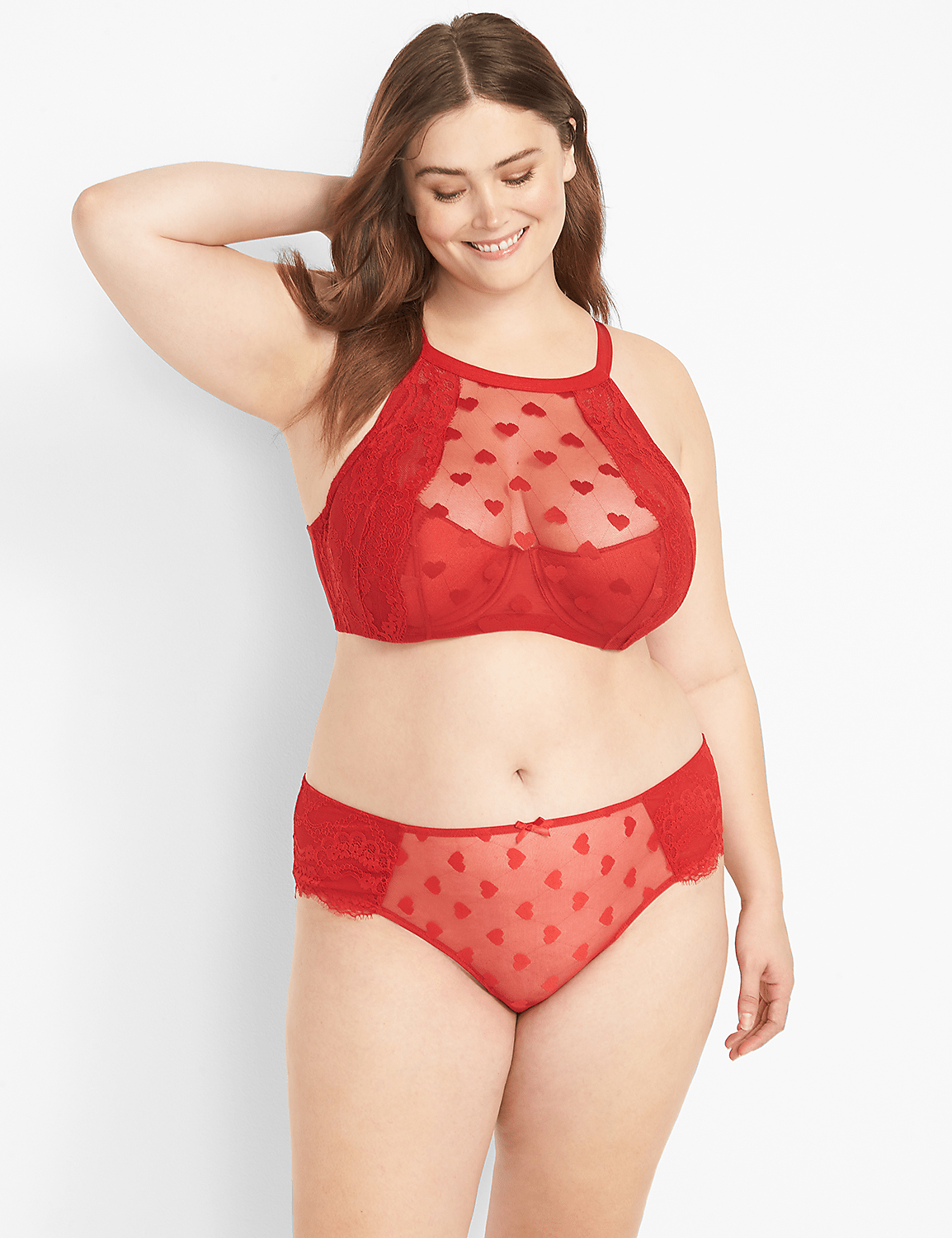 Heart Lace Strappy-Back Cheeky Panty Product Image 1