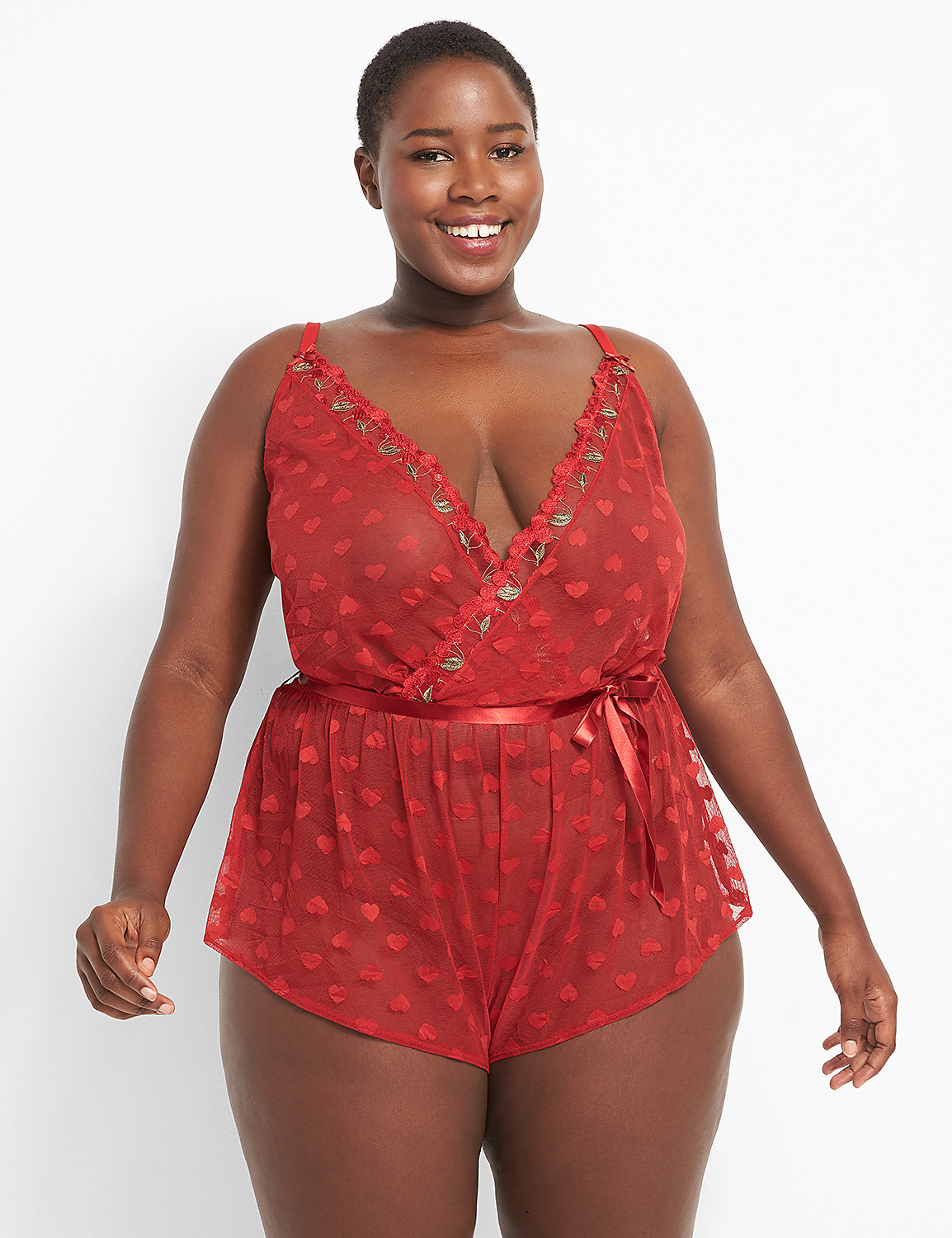 Heart Lace Cherry Romper Product Image 1