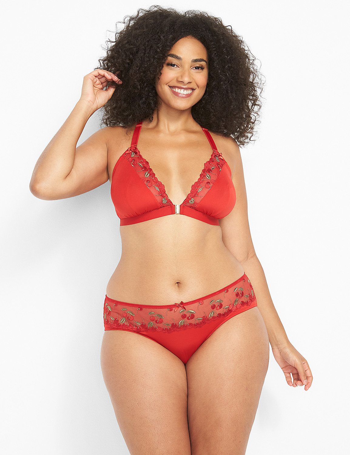 Embroidered Cherry Hipster Panty Product Image 1