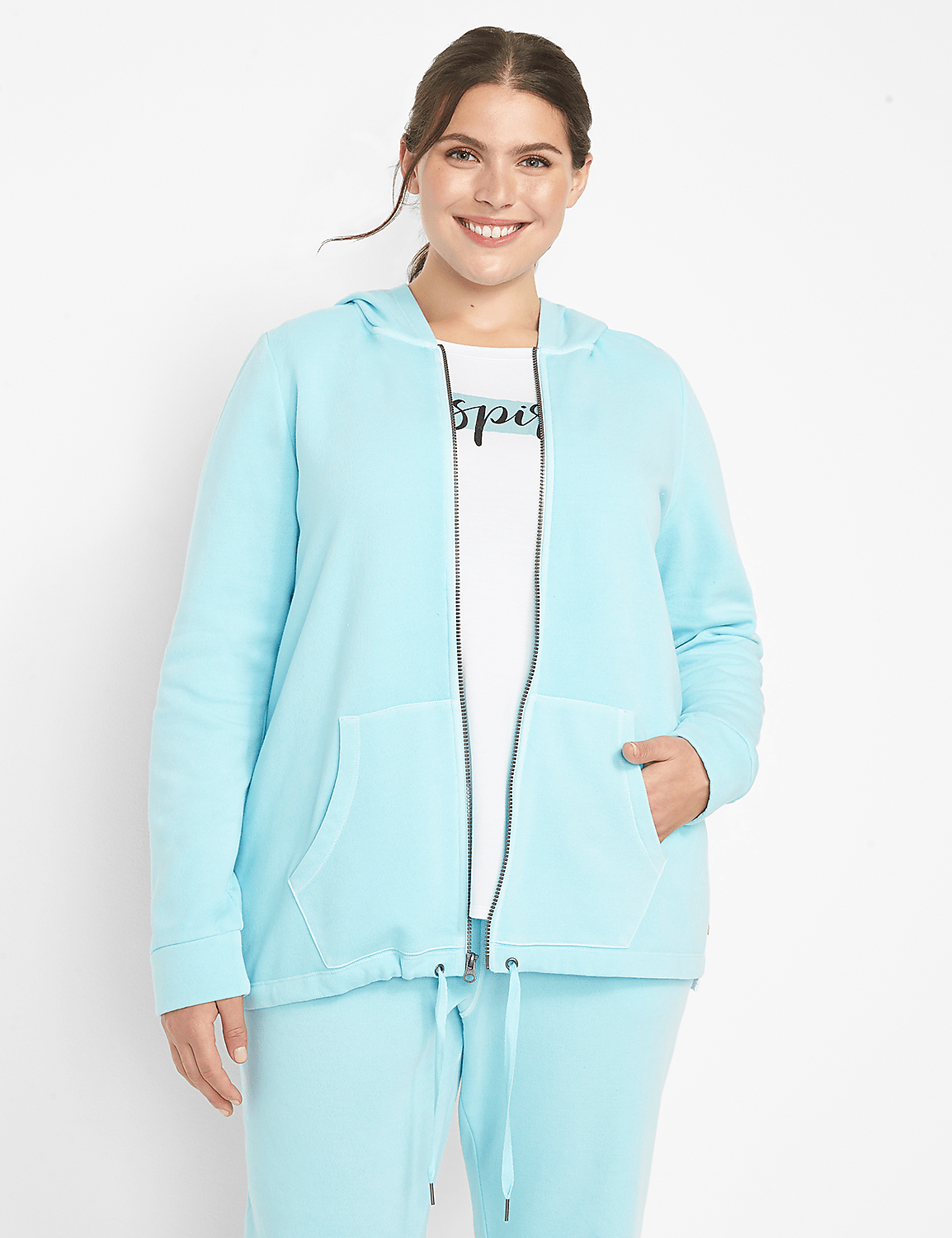 LIVI Zip-Up Hoodie With Tie-Hem Product Image 1
