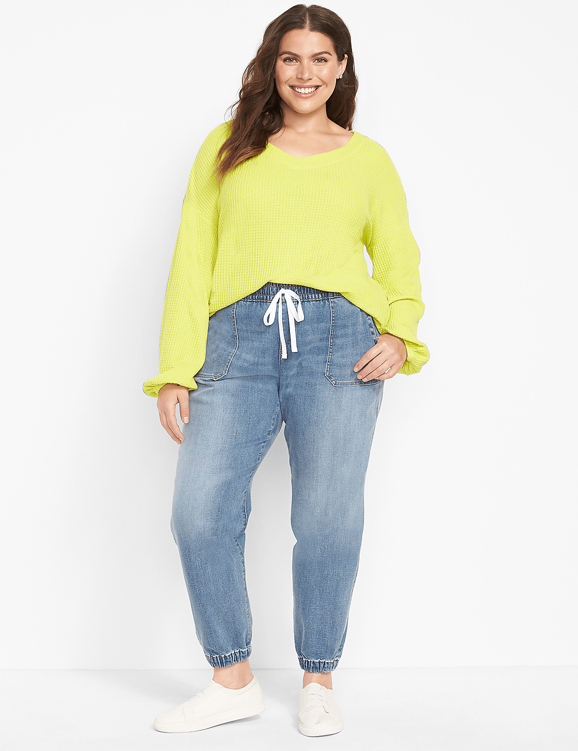 Pull-On Boyfriend Jogger Jean - Light Wash Product Image 1