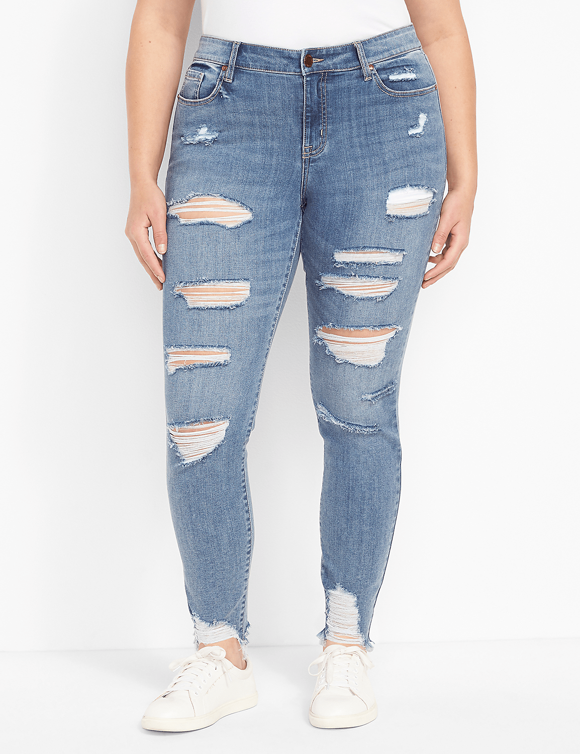 Signature Fit Skinny Jean - Destructed Medium Wash Product Image 1