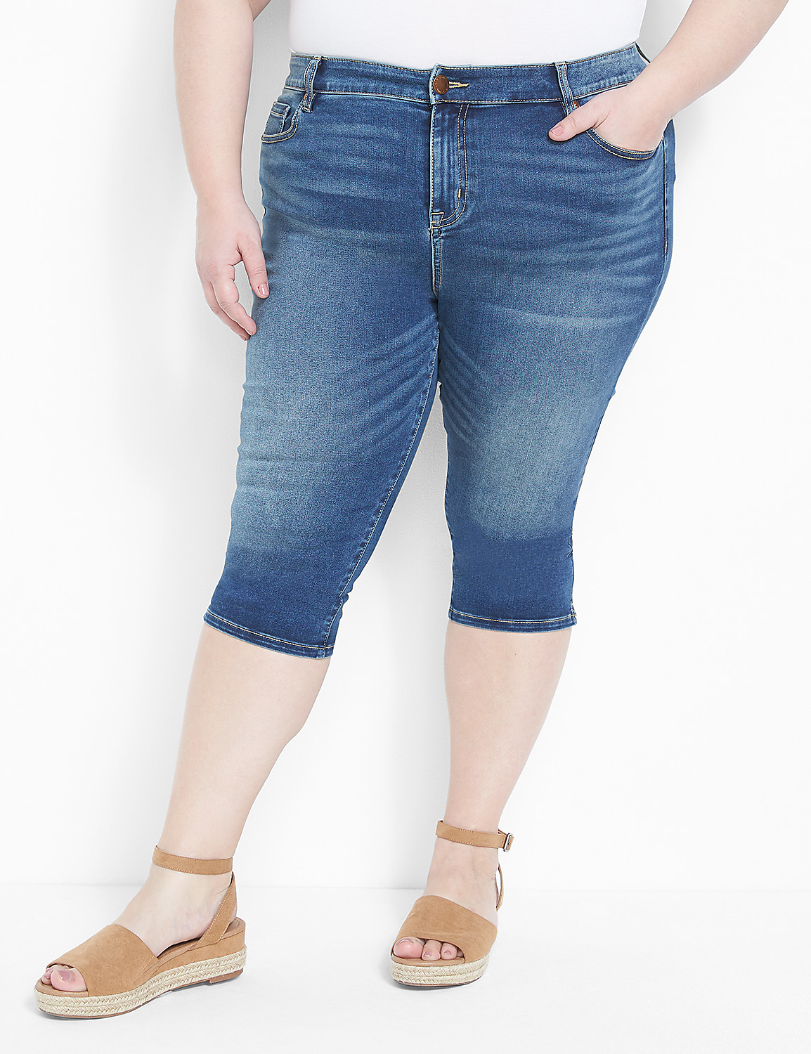 Straight Fit High-Rise Pedal Jean - Dark Wash Product Image 1