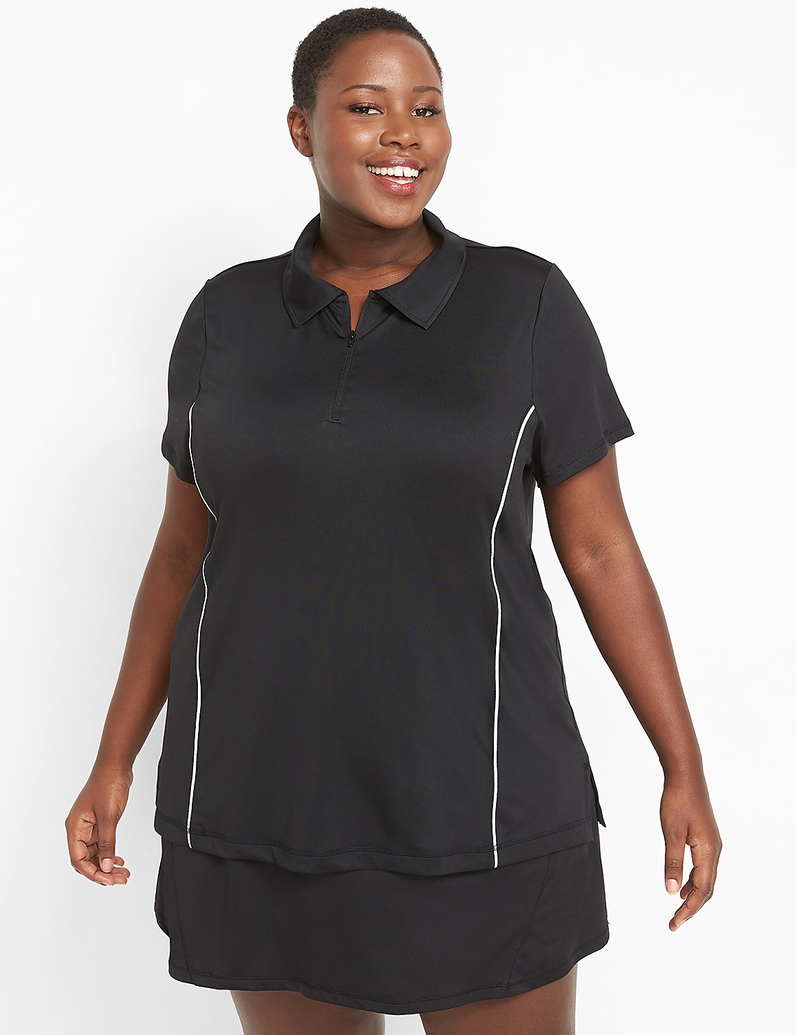 LIVI Wicking Short-Sleeve Zip-Up Polo Product Image 1
