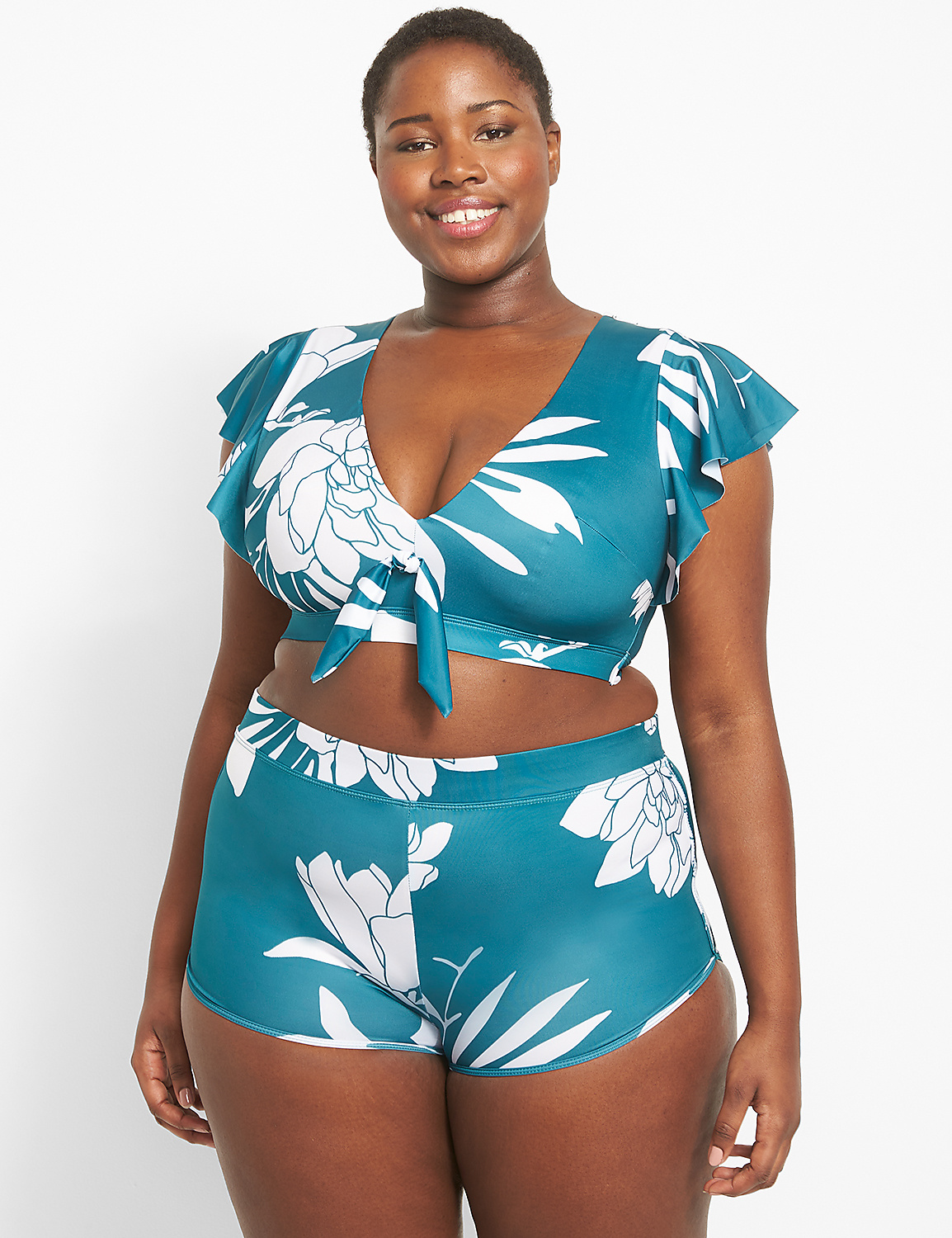 Flutter-Sleeve No-Wire Swim Bikini Top Product Image 1