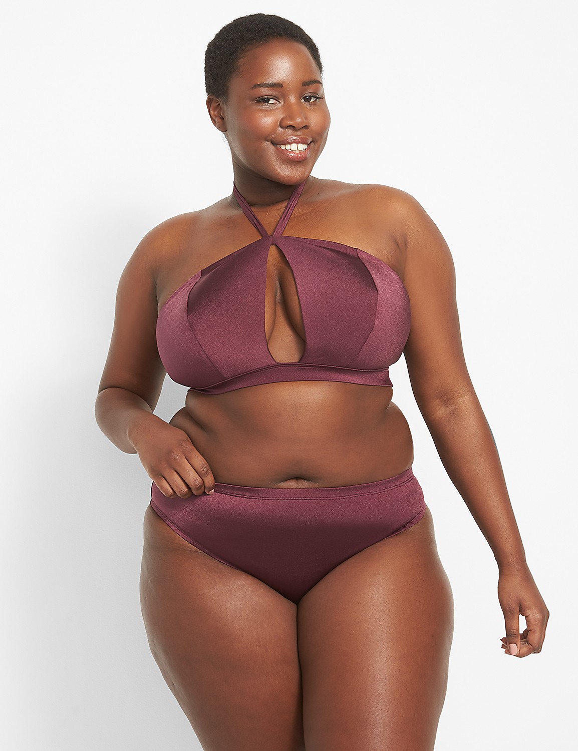 High-Neck Cutout Swim Bikini Top Product Image 1
